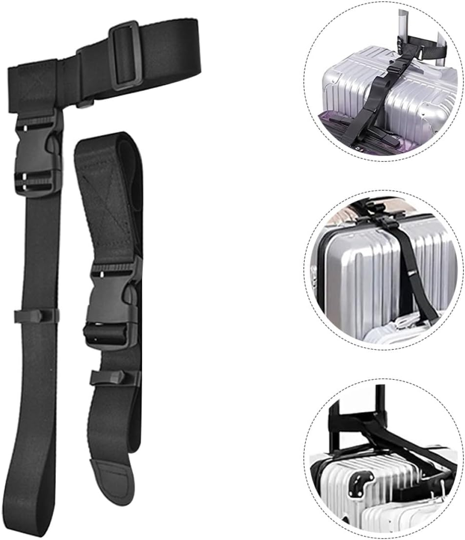 Ifundom Adjustable Luggage Connector Strap Set with Buckle Clips for Suitcases and Backpacks, Black Sturdy Travel Belt for Secure Bag Linking and Replacement Accessories image number 4