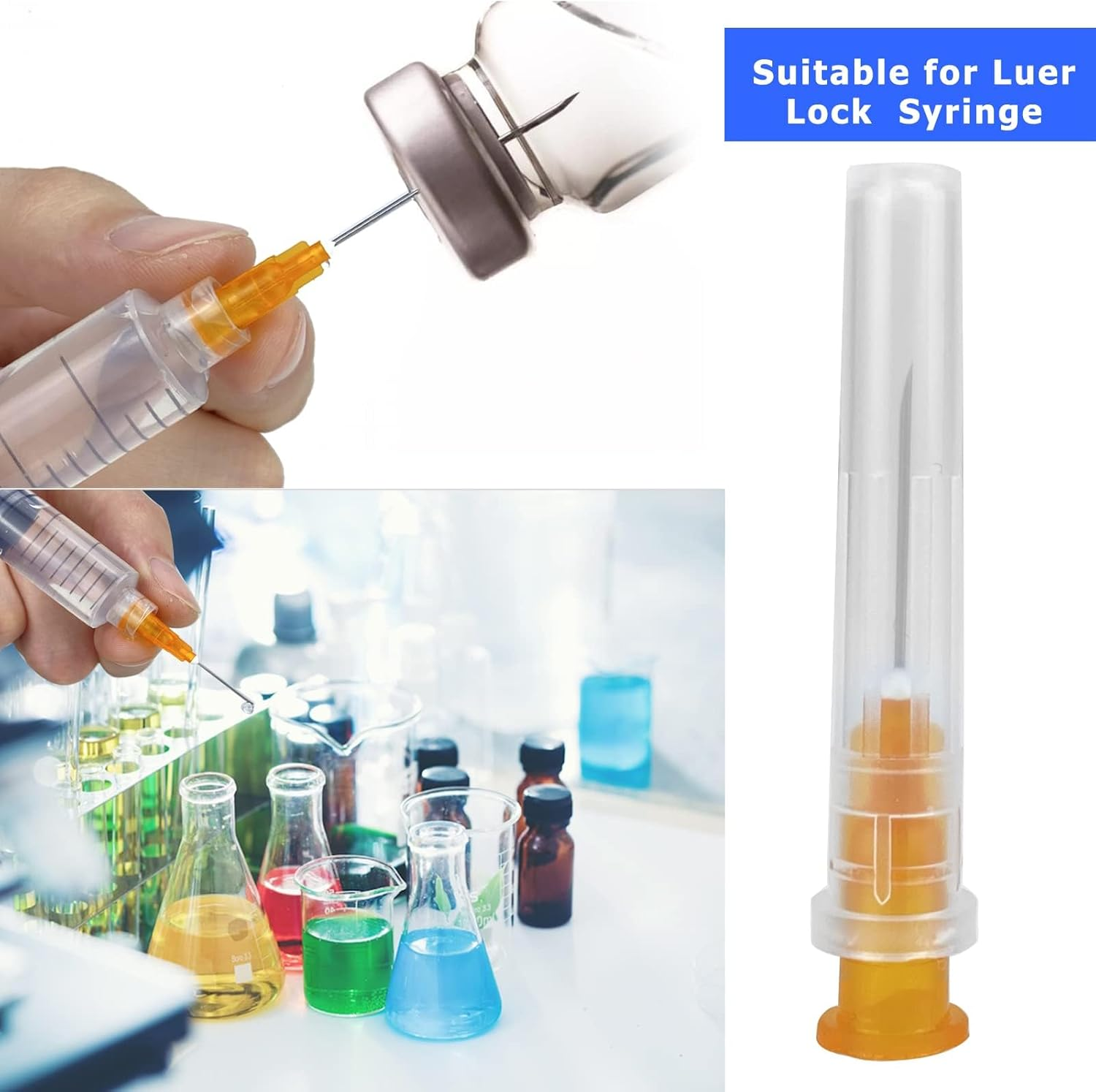 Jiayoushot 100 PCS 25 Ga Dispensing Needle,Individual Package of Injection Syringe Accessories with Luer Lock,Suitable for Refilling Liquid, Inks,Livestock & Industry(1Inch/25Mm) image number 1
