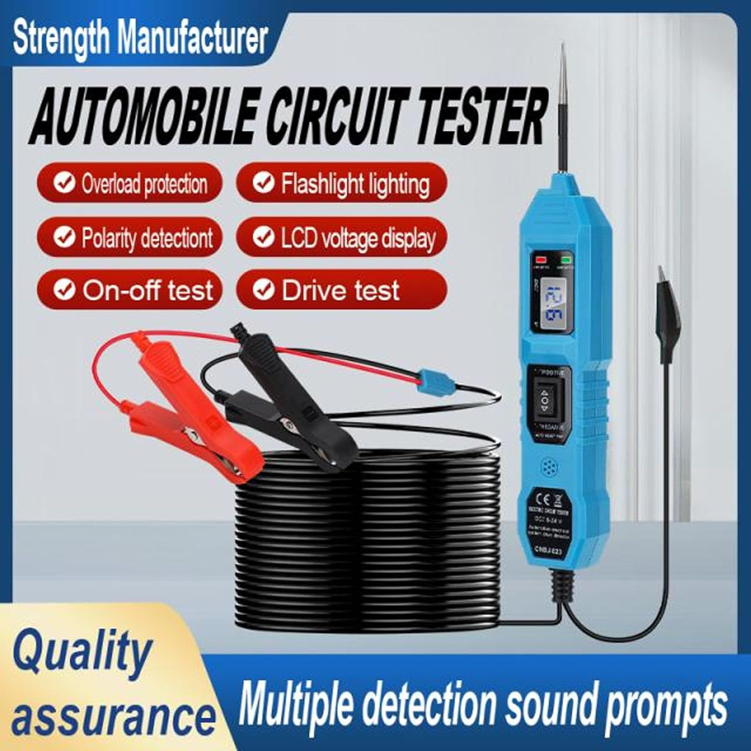 Power Circuit Probe Tester Automotive Circuit Tester Multifunction Diagnostic Tool with Front Light for Car Truck Electrical System Testing image number 6