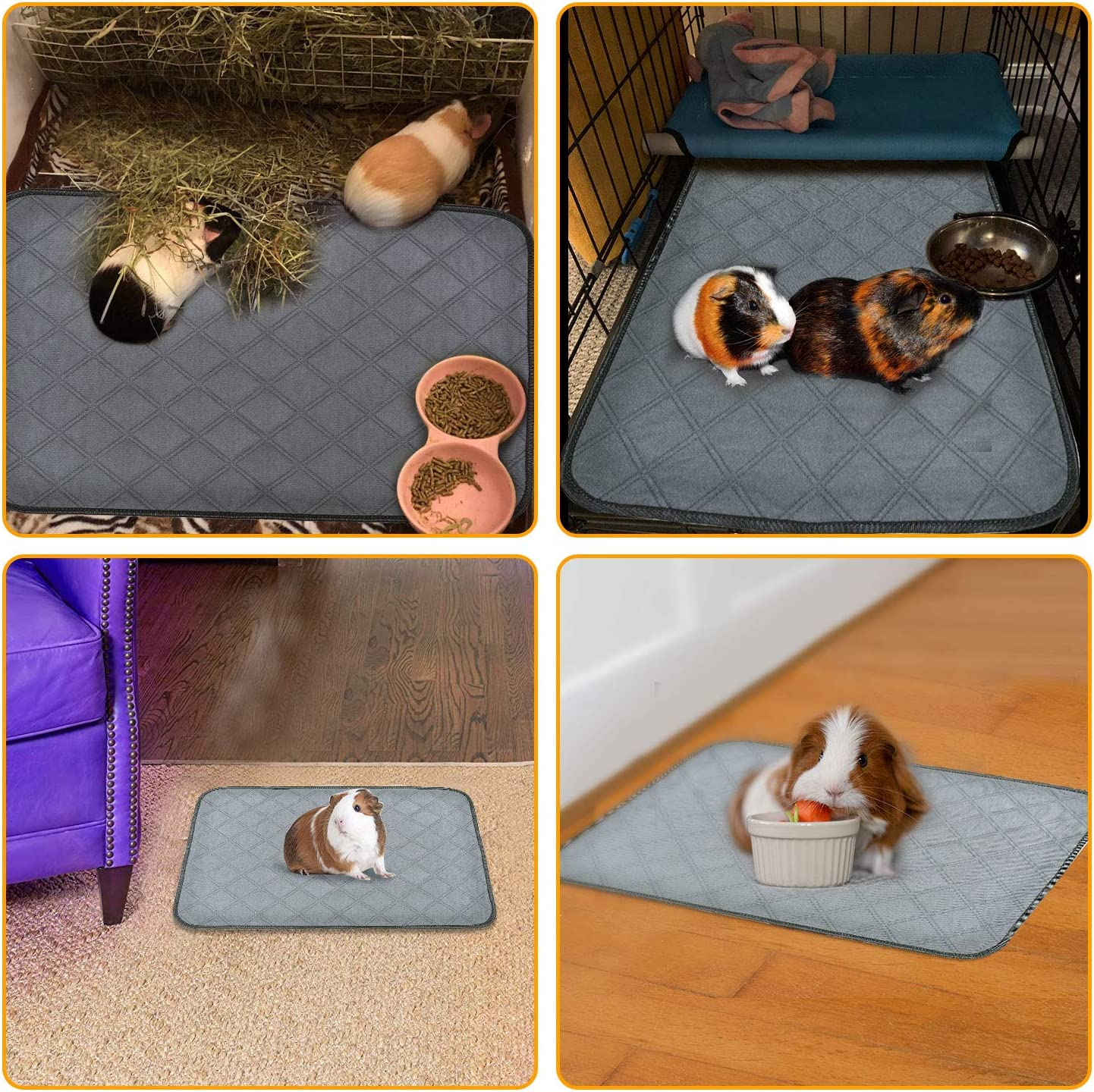 BWOGUE Guinea Pig Fleece Cage Liners, 2 Pack Washable Guinea Pig Pee Pads, Waterproof Reusable& anti Slip Guinea Pig Bedding Super Absorbent Pee Pad for Small Animals image number 5