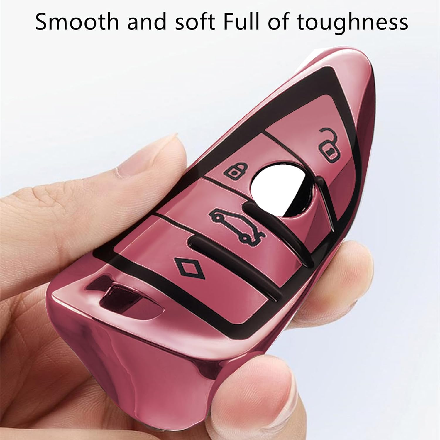 Creativity Suitable for BMW Key Fob Cover. Advanced Soft TPU Key Box Is Compatible with F30 F45 F55 G20 G30 X1 X3 X4 X5 X6 X7 3 5 6 7 8 M5 M6 GT Series Smart Key (Type B Pink Single Key Case) image number 3