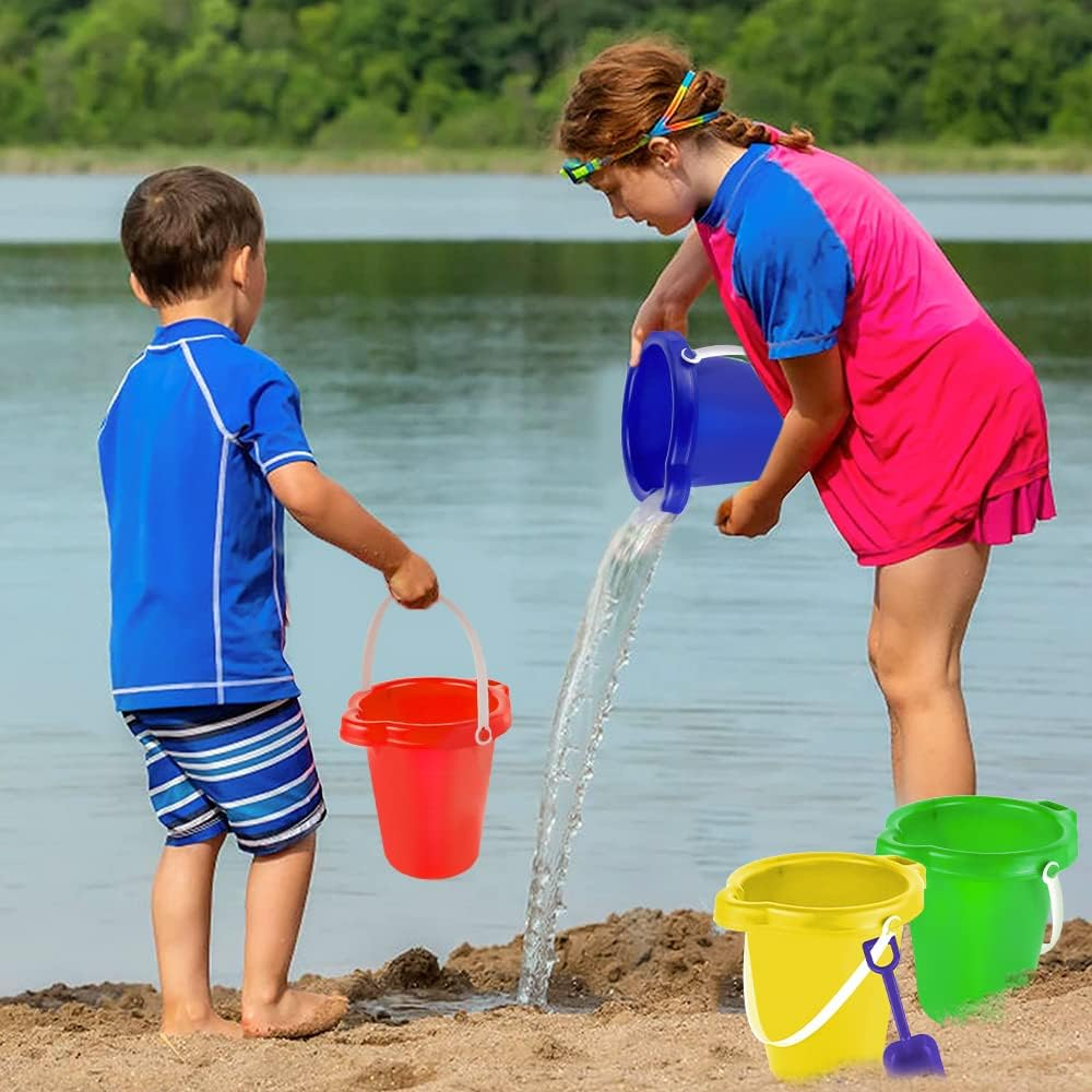 Large Sand Bucket Pail with Shovel, 7'' Size Water Bucket for Beach Fun, Great Summer Party Accessory - 1 image number 3