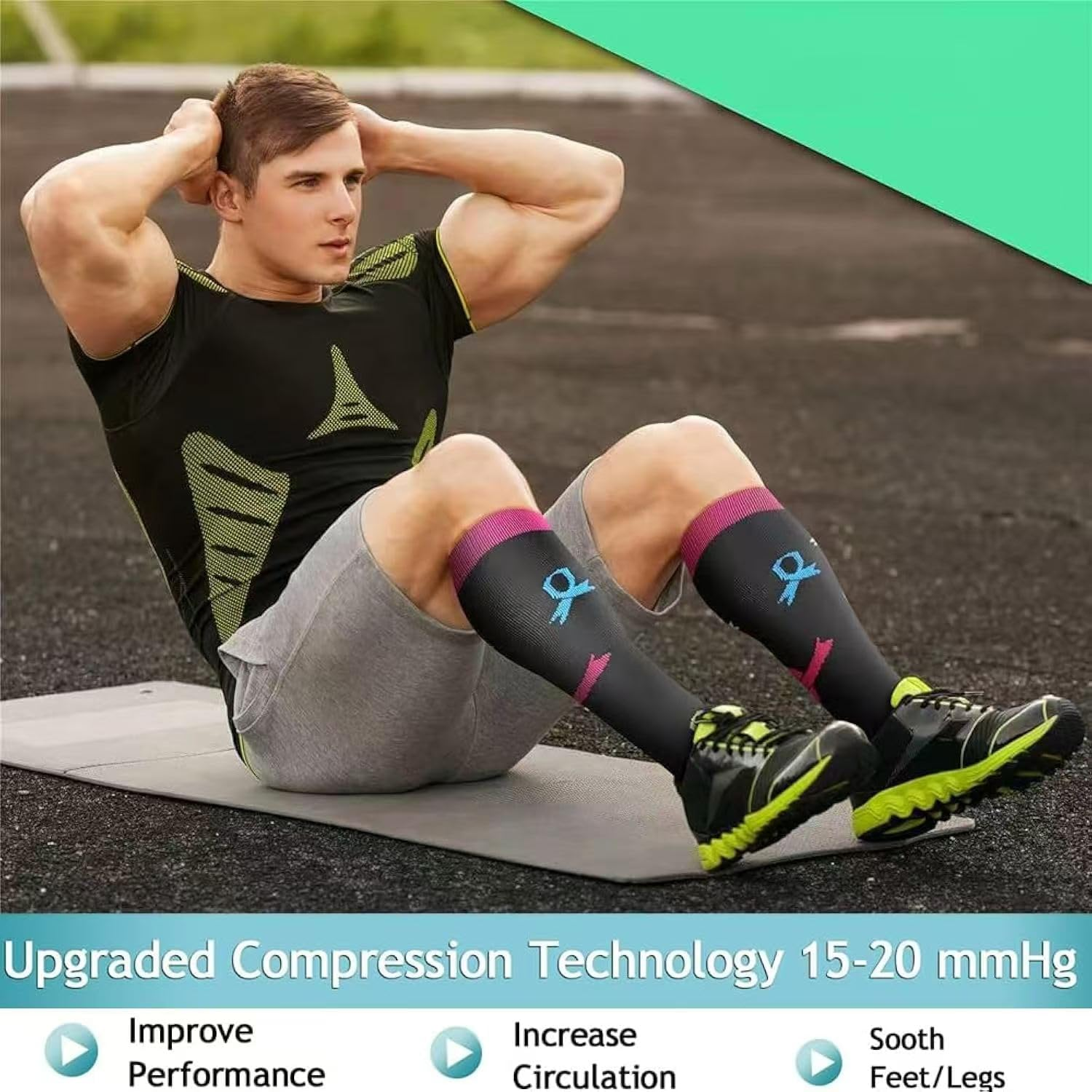 Compression Socks for Women Men 8 Pairs, 15-20Mmhg Compression Stockings for Running Nursing Travel Medical Pregnancy Flight image number 2