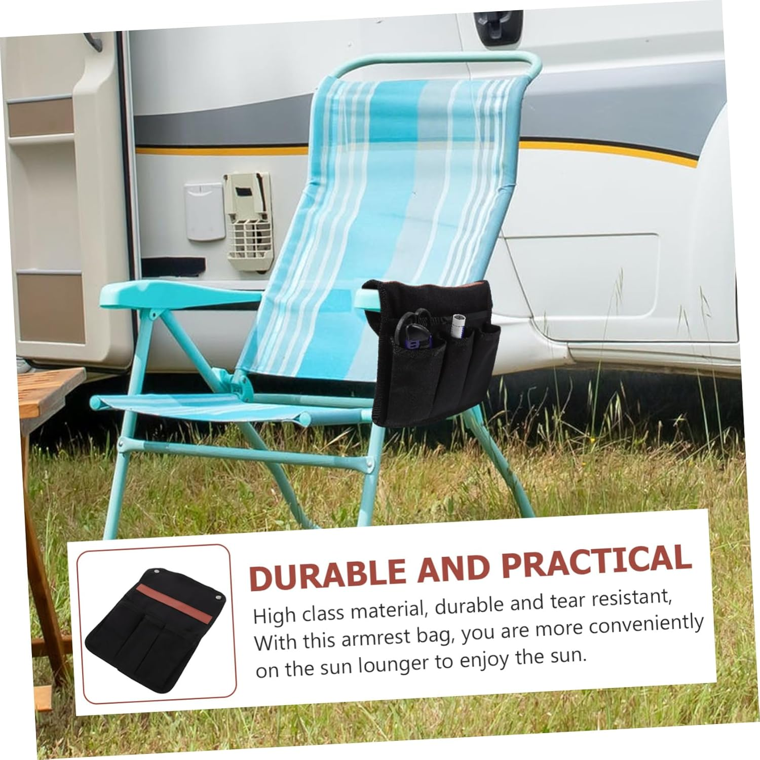 Ciieeo Portable Camping Armchair Bag Multi-Function Armrest Pouch for Outdoor Chairs Cloth Storage Accessory for Camping Picnics and Travel