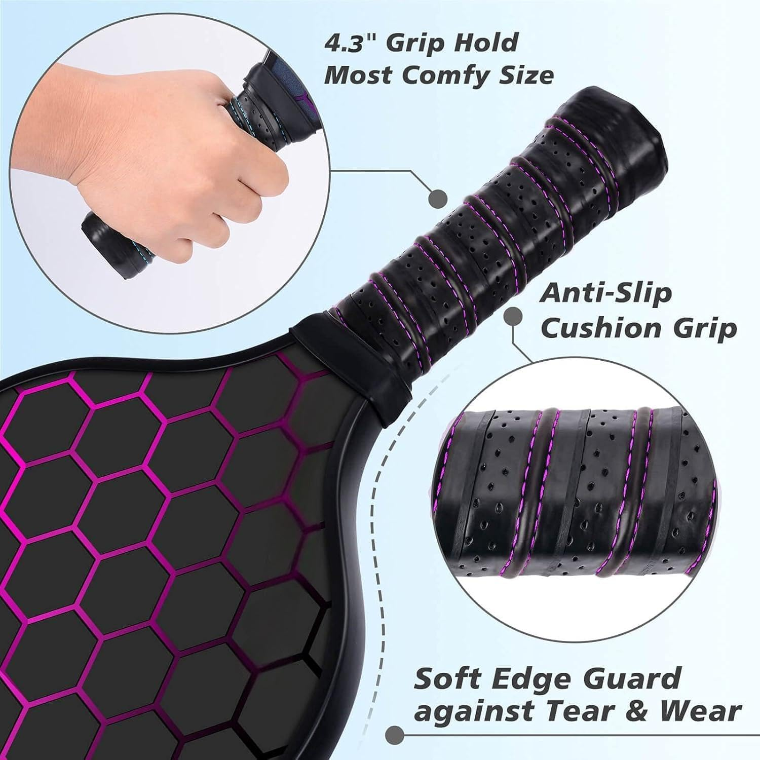 4 Pack Pickleball Paddles Set with 4 Balls and Carry Bag, Pickle Ball Rackets Equipment for Beginners & Pros, Fiberglass Graphite Pickleball Racquet Set image number 1