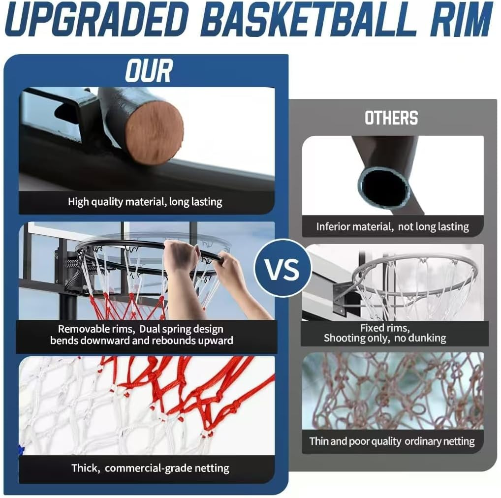 Basketball Rim, 18"(45Cm) Replacement Wall Mounted Outdoor Basketball Hoop, Heavy Duty Solid Steel, Double Spring Basketball Hoop Rim with All Weather Net for Indoor and Outdoor Hanging image number 6