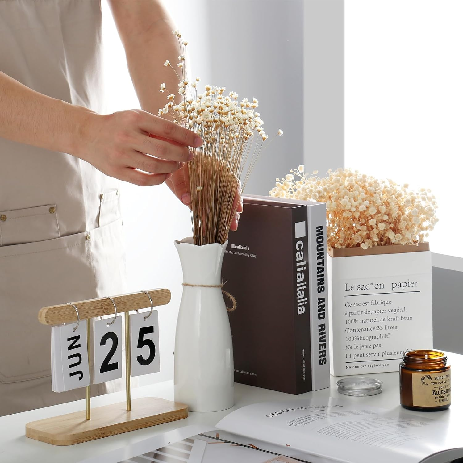 MIHUAGE Dried Flower Mini Star Brazilian Daisy Dried Natural Decorative Small Chamomile Bouquet 200 Stems for Wedding Floral Arrangements Home Decorations Valentine'S Day Gifts (Natural White) - Natural White image number 6