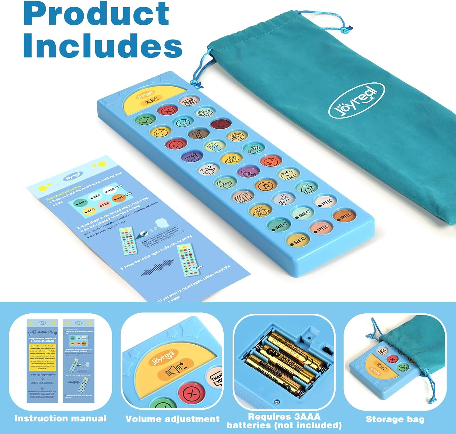 AAC Device for Autism, Joyreal Non Verbal Communication Tools for Speech Therapy & Stroke Rehab. Autism Talking Aids with 6 Programmable Buttons & Adjustable Volume, Autism Toys for Kids and Adults