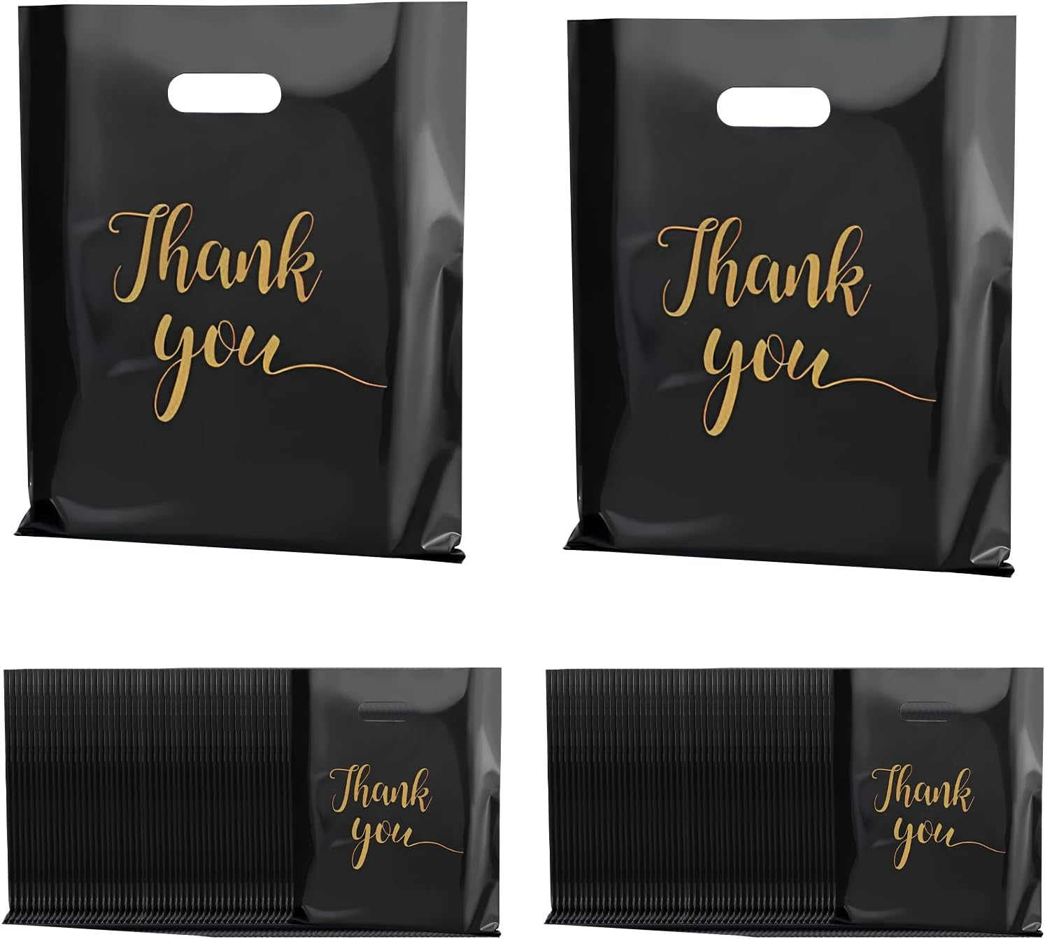 Thank You Bags 100Pcs Thank You Gift Bags 12X16In Retail Bags for Small Business Plastic Shopping Bags Goodie Bags for Stores, Boutique, Clothes, Business Gift (Black) image number 6