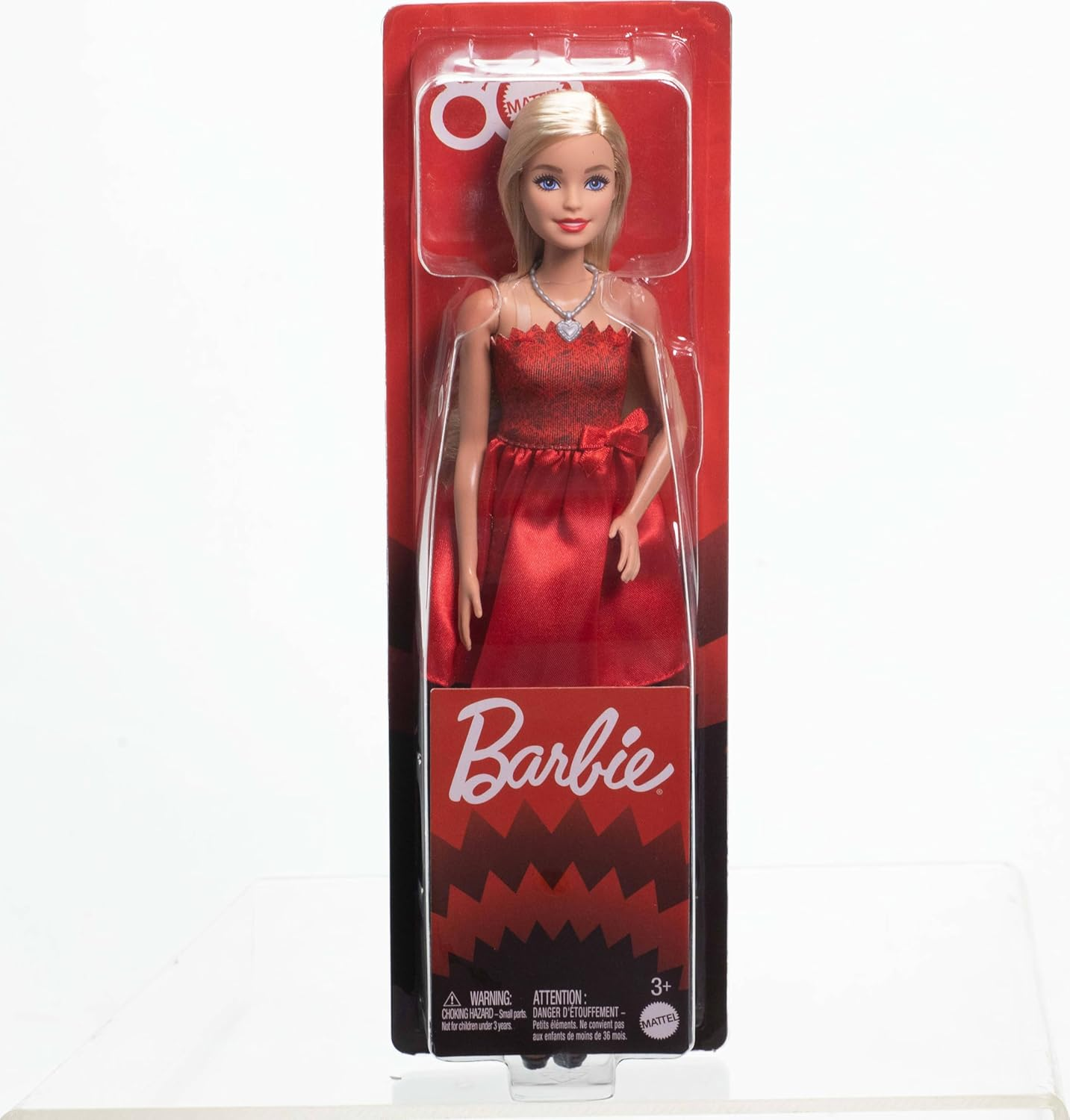 ​Barbie Mattel 80Th Anniversary Ruby-Red Celebration Blonde Fashion Doll Wearing Red Dress with Silvery Shoes & Necklace, Collectible Toy image number 4