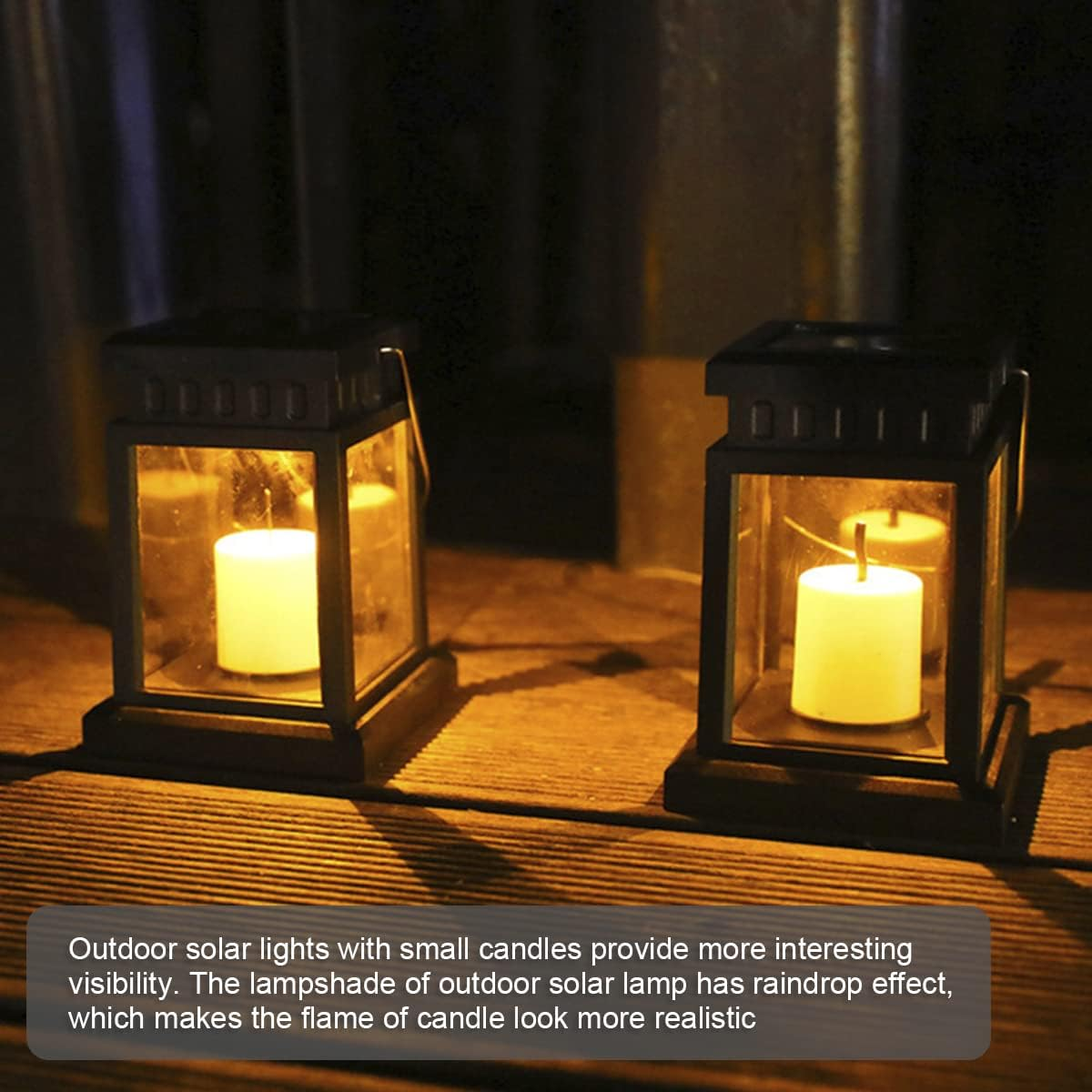 Solar Candle Lantern Outdoor LED Solar Lantern Auto On/Off Solar Landscape Light IP44 Waterproof Hanging Lantern Light for Garden Path Yard Patio Driveway Walkway image number 2