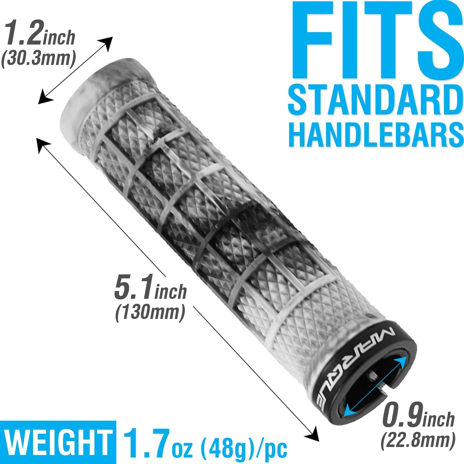 MARQUE Grapple Mountain Bike Handlebar Grips - Single Lock-On Ring MTB and BMX Bicycle Handle Bar with Non-Slip Grip