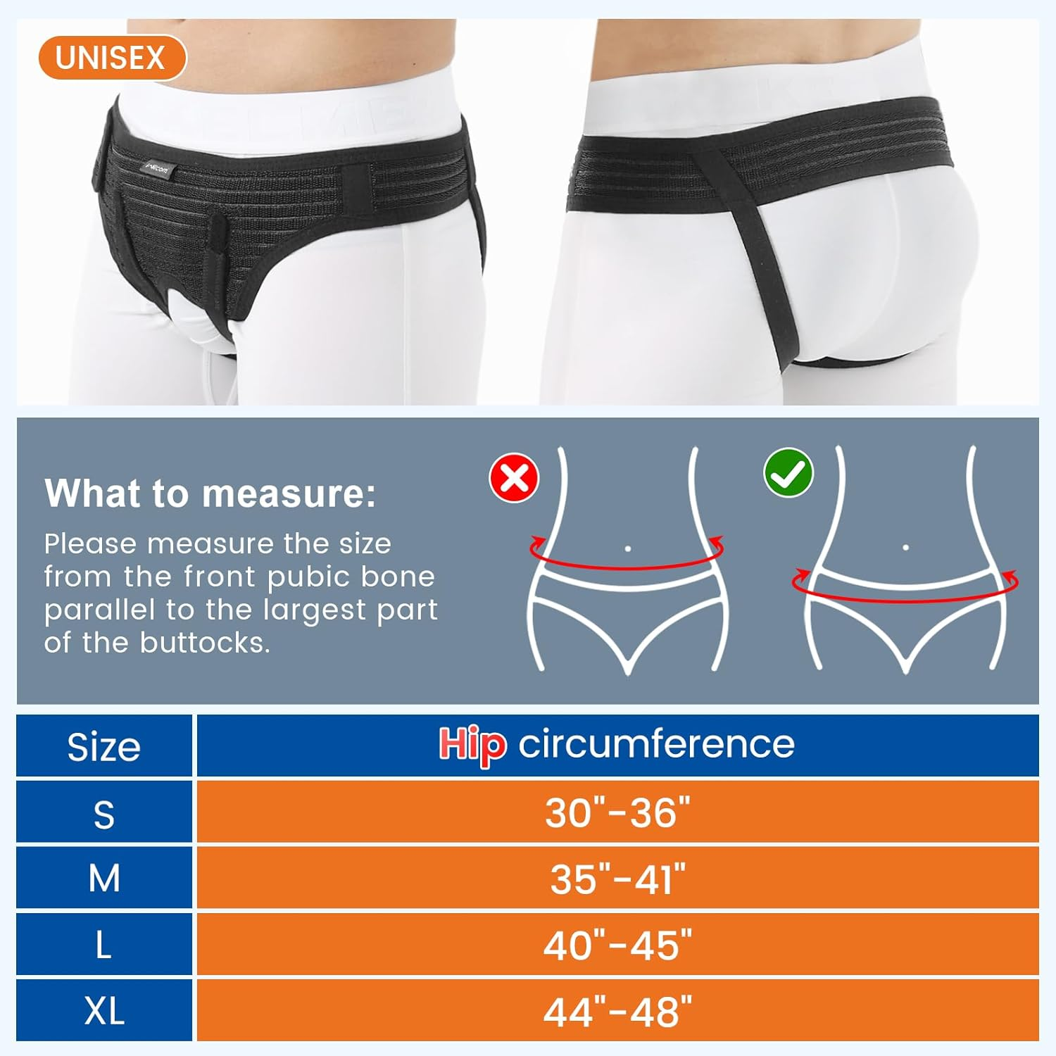 Willcom Hernia Belt for Men, Hernia Support Truss for Double Inguinal, Pain Relief Recovery, Adjustable Waist Strap with 2 Removable Medical Compression Pads(Medium) image number 6