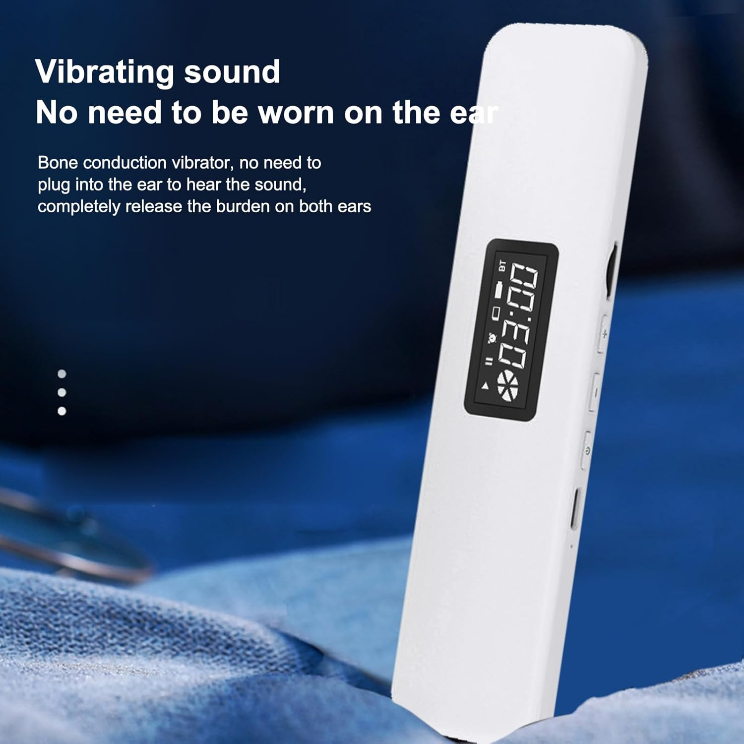 Pillow Speaker Bone Conduction Stereo Bass, Bluetooth 5.3 Sleep Aid Sound Speaker with Digital Display & Timer Function, Mini Portable Speakers for Adults and Kids (White) - Black image number 2