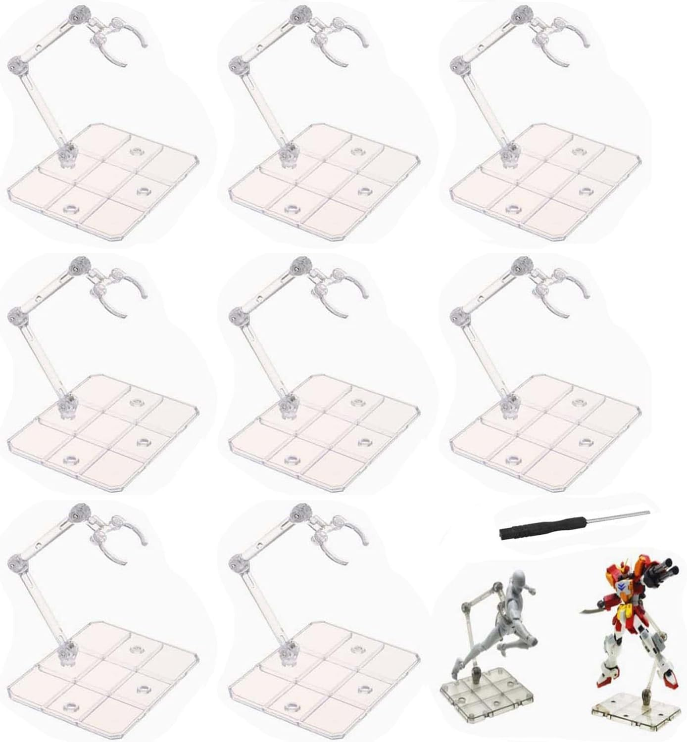8-Piece HG144 Movable Action Figure Stand, Display Stand Base, Compatible with 6-Inch HG RG SD SHF Gundam 1/44 Toy, Transparent Plastic image number 4