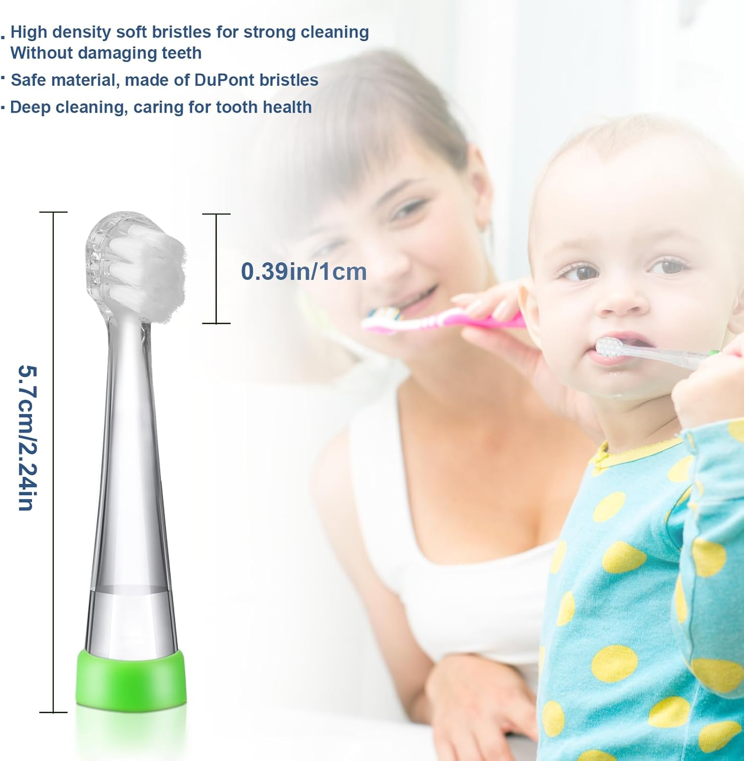 KOPBTBOY Baby Toothbrush Heads Compatible with Papablic Babyhandy/Toddler Sonic Electric Toothbrushes, Compatible with Brush-Baby Babysonic/Seago SG902/SG602, 5 Pack (18-36 Month) image number 3