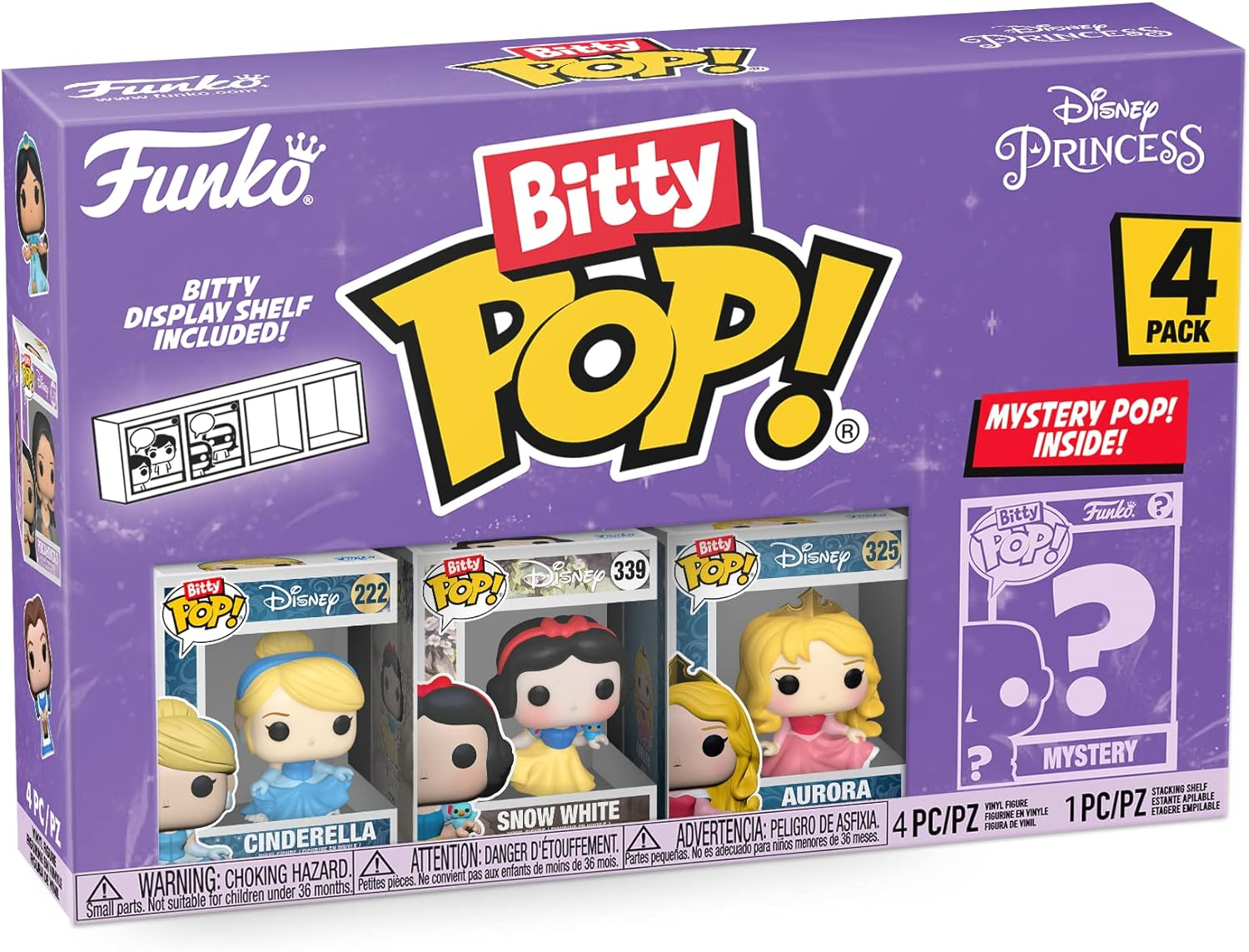 Funko Bitty Pop! Disney Princess - Cinderella, Snow White, Aurora E Una Mini Figura Misteriosa a Sorpresa - 0.9 Inch (2.2 Cm) Da Collezione - Ripiano Espositivo Impilabile Incluso - Idea Regalo image number 4