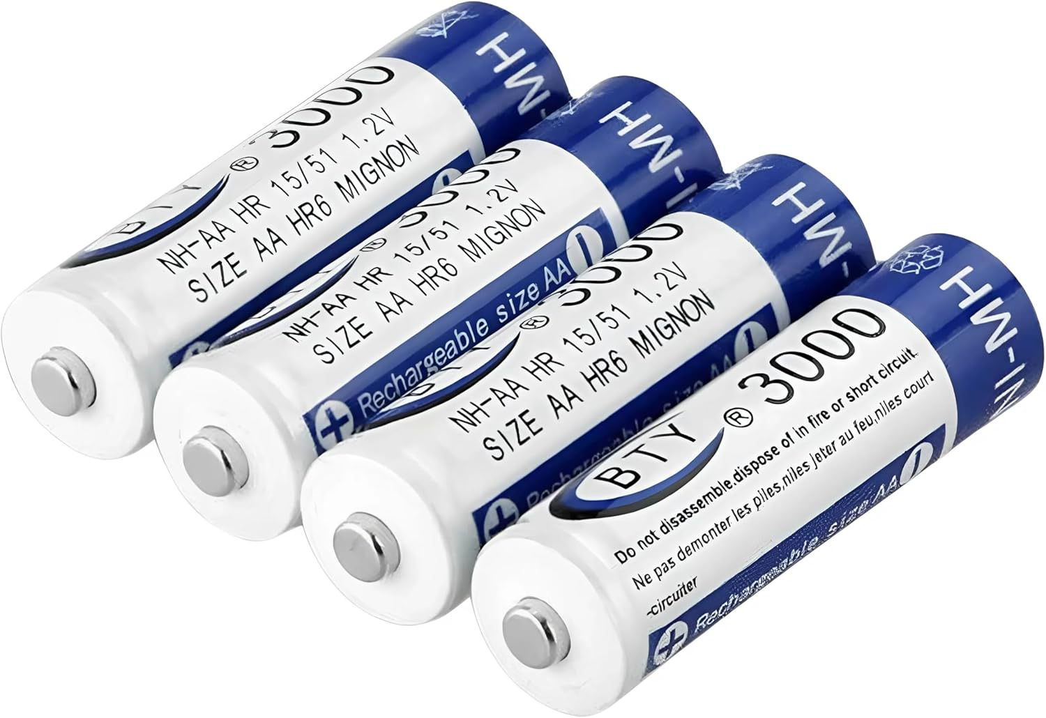 EZONEDEAL Rechargeable Battery NI-MH 1.2V 3000Mah Aa/Recharge Batteries - 4Pc/Pack image number 4