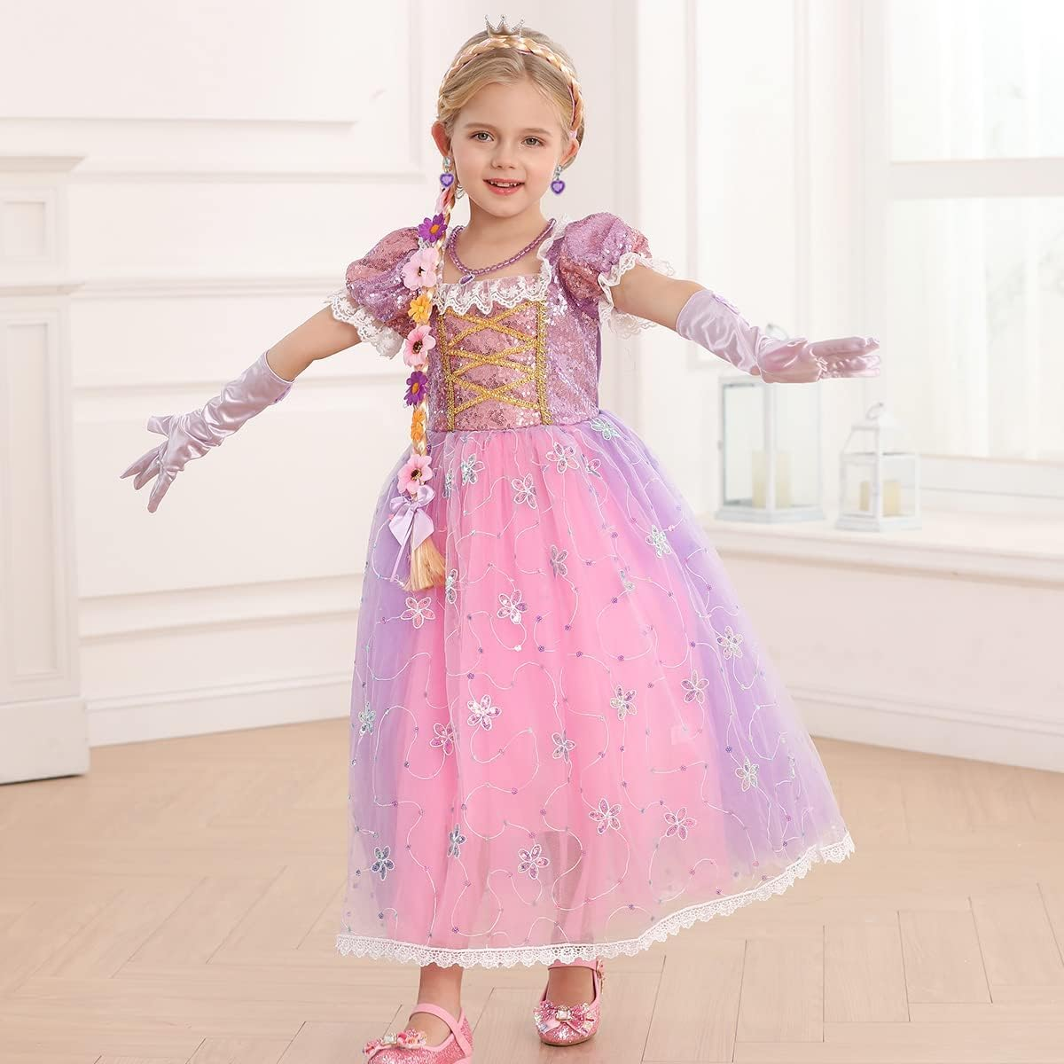 Girls Princess Dress up Birthday Party Luxury Cosplay Costume Outfit with Accessories