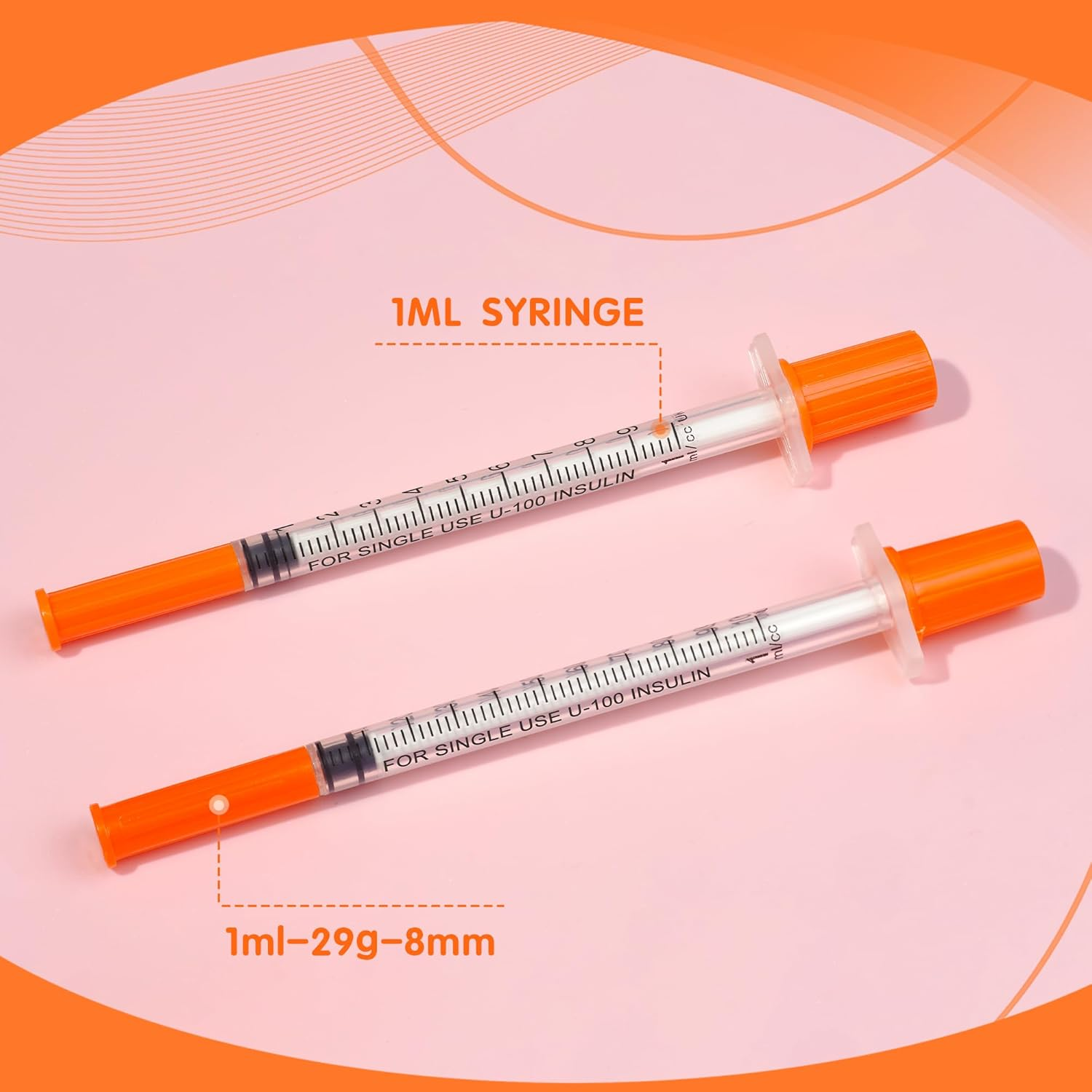 20 Pack 1Ml Syringes with 29Gx8Mm Plastic Multiple Uses Measuring Tools, Individually Wrapped image number 1