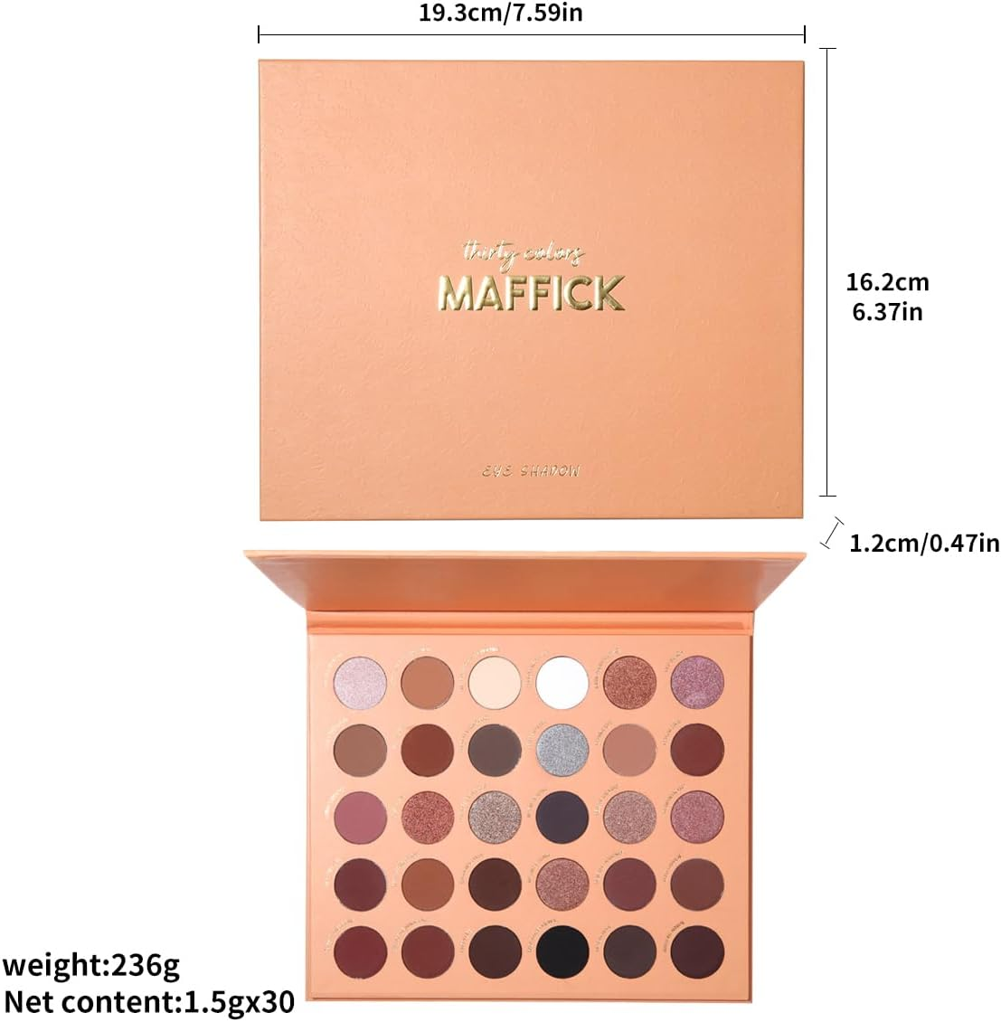 Maffick 30 Color Shadow Palette- Black Smoky Makeup with Shimmering Pearl Eyeshadow for a Radiant, Dramatic Look (03)