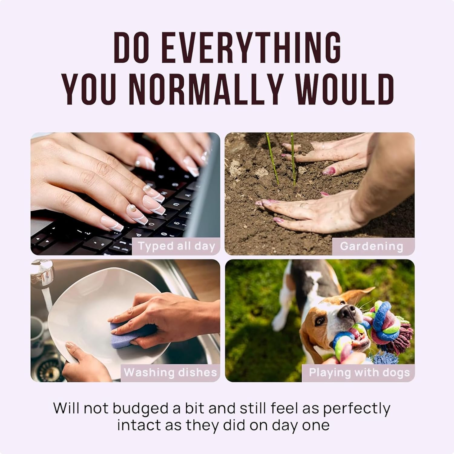 JOWILIN Press on Nails Set, 24 Pcs French Tip Fake Nails with Ultra-Adhesive Jelly Glue and Nails Kit, Long-Lasting over Two Week, Exquisite Reusable False Nails for Women, Girls (White Shell) image number 4