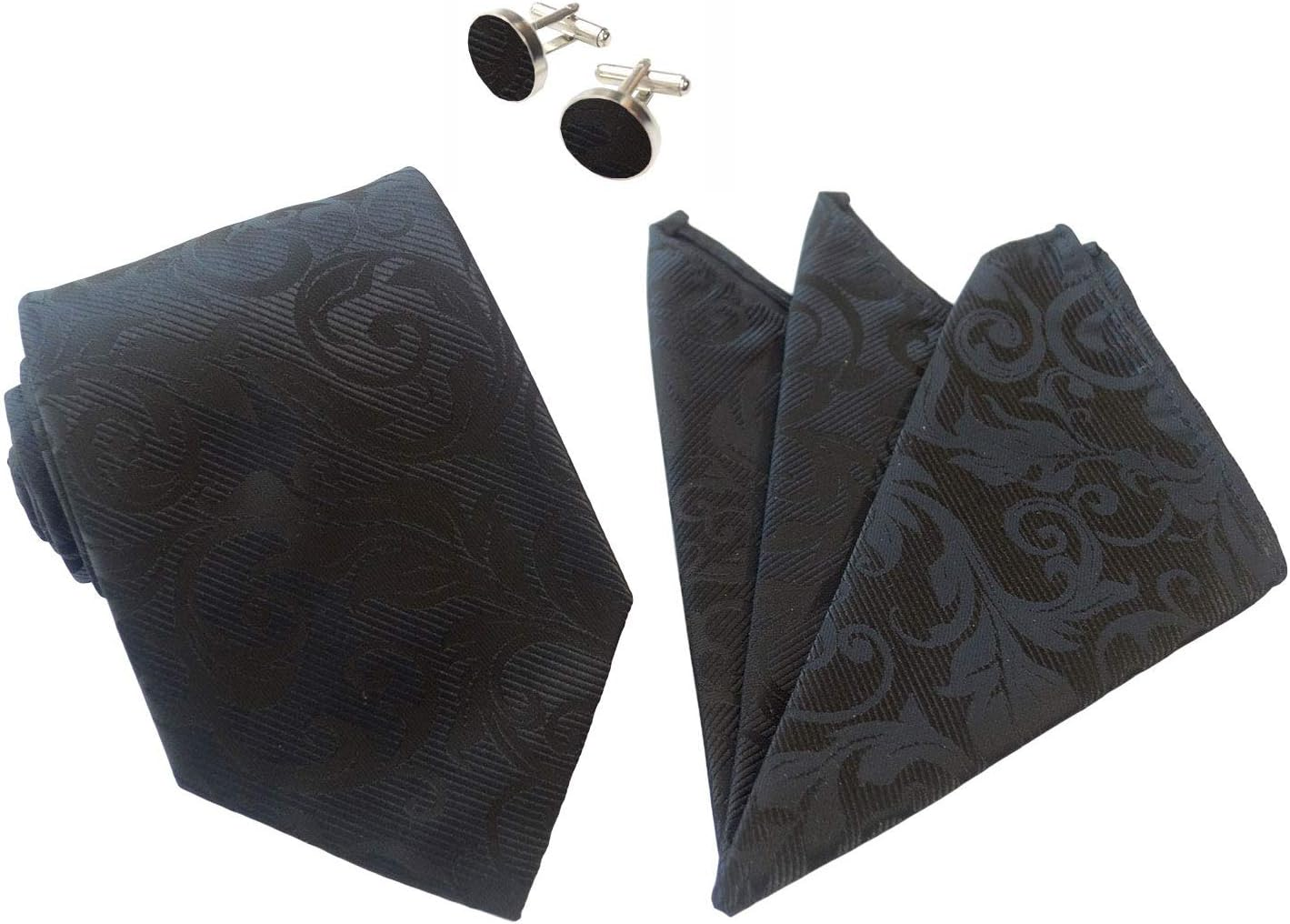 Men'S 8Cm Paisley Floral Jacquard Silk Tie Necktie Formal Wedding Hanky Cufflinks Set Ac8835