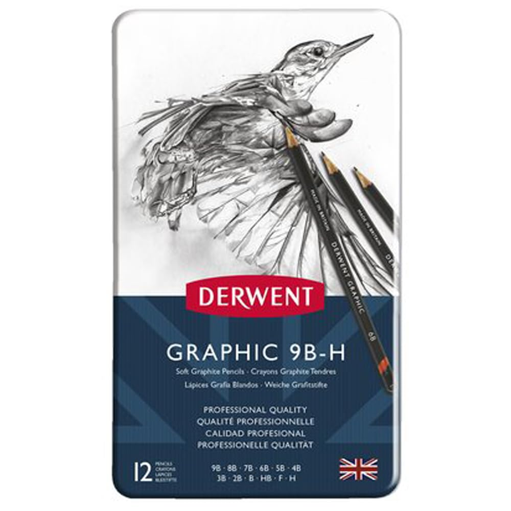 Derwent Graphic Soft Graphite Drawing Pencils, Ideal for Illustrating & Shading, Set of 12, Professional Quality, 34215 image number 1