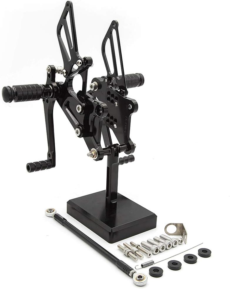 FXCNC CNC Billet Motorcycle Rearset Foot Pegs Rear Set Footrests Fully Adjustable Foot Boards Compatible with VFR400 NC30 RVF400 NC35