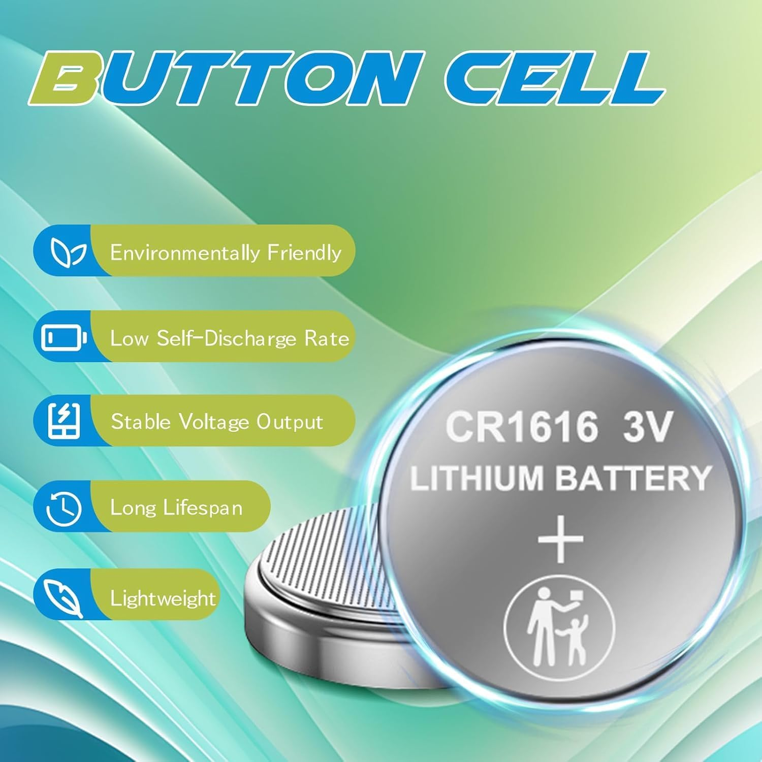 5 Pcs CR1616 Battery 3V Lithium Battery Button Coin Cell Batteries 1616 Battery DL1616 ECR1616 for Remote Control, Watch, Calculator, Electronic Notebook, Thermometer, Mobile Game image number 2