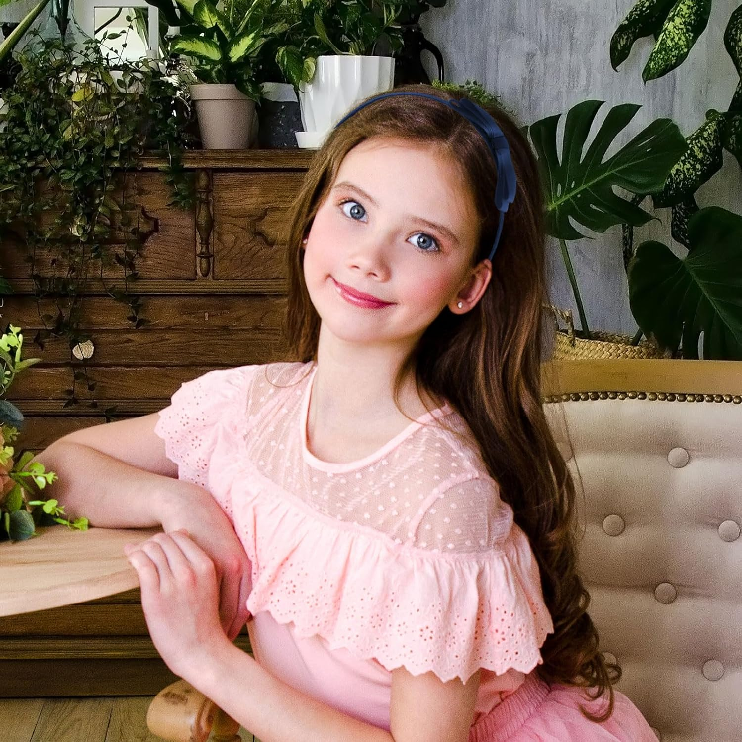 AYNKH 3 Pieces Blue School Bows Headbands Alice Hairbands, Girls Uniform Ribbon Bow Set, Hair Accessories for Little Girl Toddlers Teens Birthday New Year Present