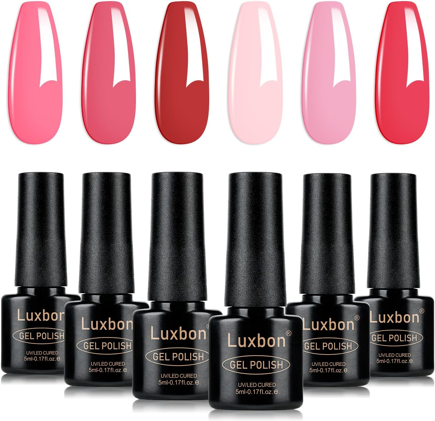 Luxbon 6 Pcs Pearl Gel Nail Polish Set - Spring Colour Set Long Lasting Gel Polish, Uv Led Soak off Nail Art Designs Manicure Kit 009