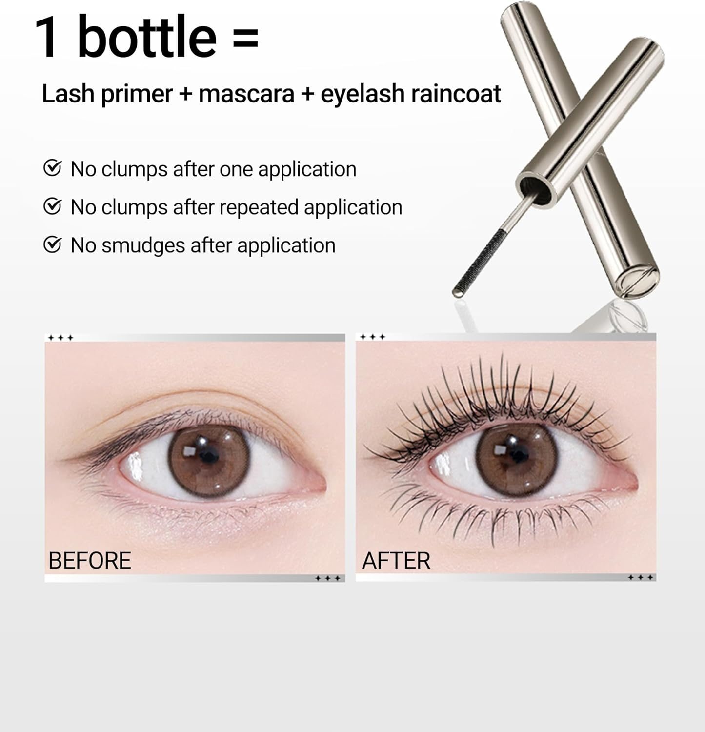Erinde Eyelash Primer, Volumizing & Lengthening Waterproof Mascara Base, Strengthens Lashes, Smudge-Proof, Long-Lasting, Nourishing Formula for Enhanced Mascara Results, Black - Dark Brown image number 4