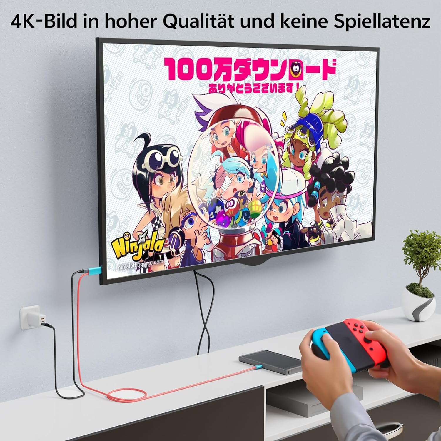 4K USB C to HDMI Cable Compatible with Nintendo Switch NS/OLED, 2 M / 6.6 Ft Switch Dock with 4K @ 60 Hz Output for TV Screen Mirroring Laptop, Tablet, Steamdeck