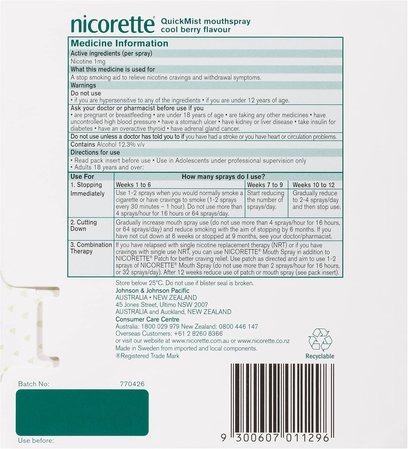 Nicorette Quit Smoking Quickmist Nicotine Mouth Spray Cool Berry 2 X 150 Sprays image number 2