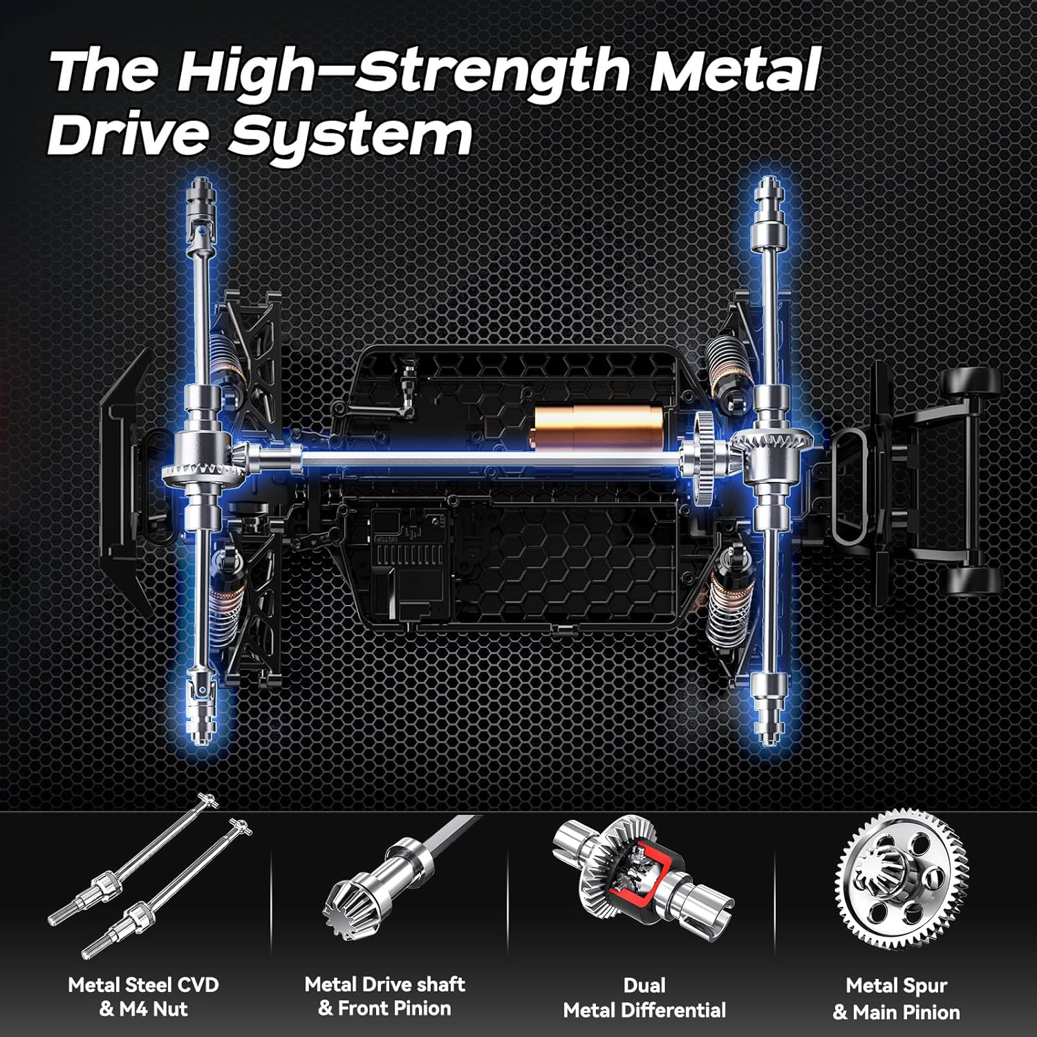 1/14 Brushless RC Cars for Adults, Max 68KM/H Oil Shock Absorber Electric 4WD High-Speed RC Car, Remote Control Cars for Adults RC Truck with Two 2S Lipo Batteries, Compatible with 3S Lipo image number 2