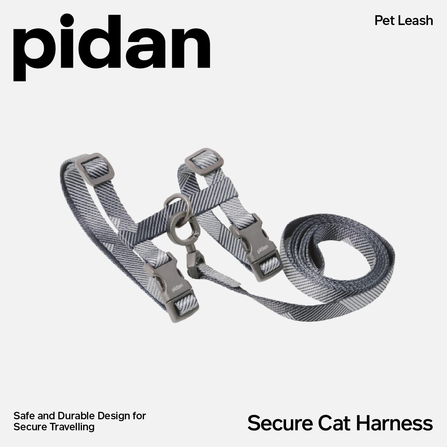 Pidan Cat Harness and Leash, Escape Proof Adjustable Cat Harness for Large and Small Cats, Lightweight Soft for Travel, Pet Safe, Grey