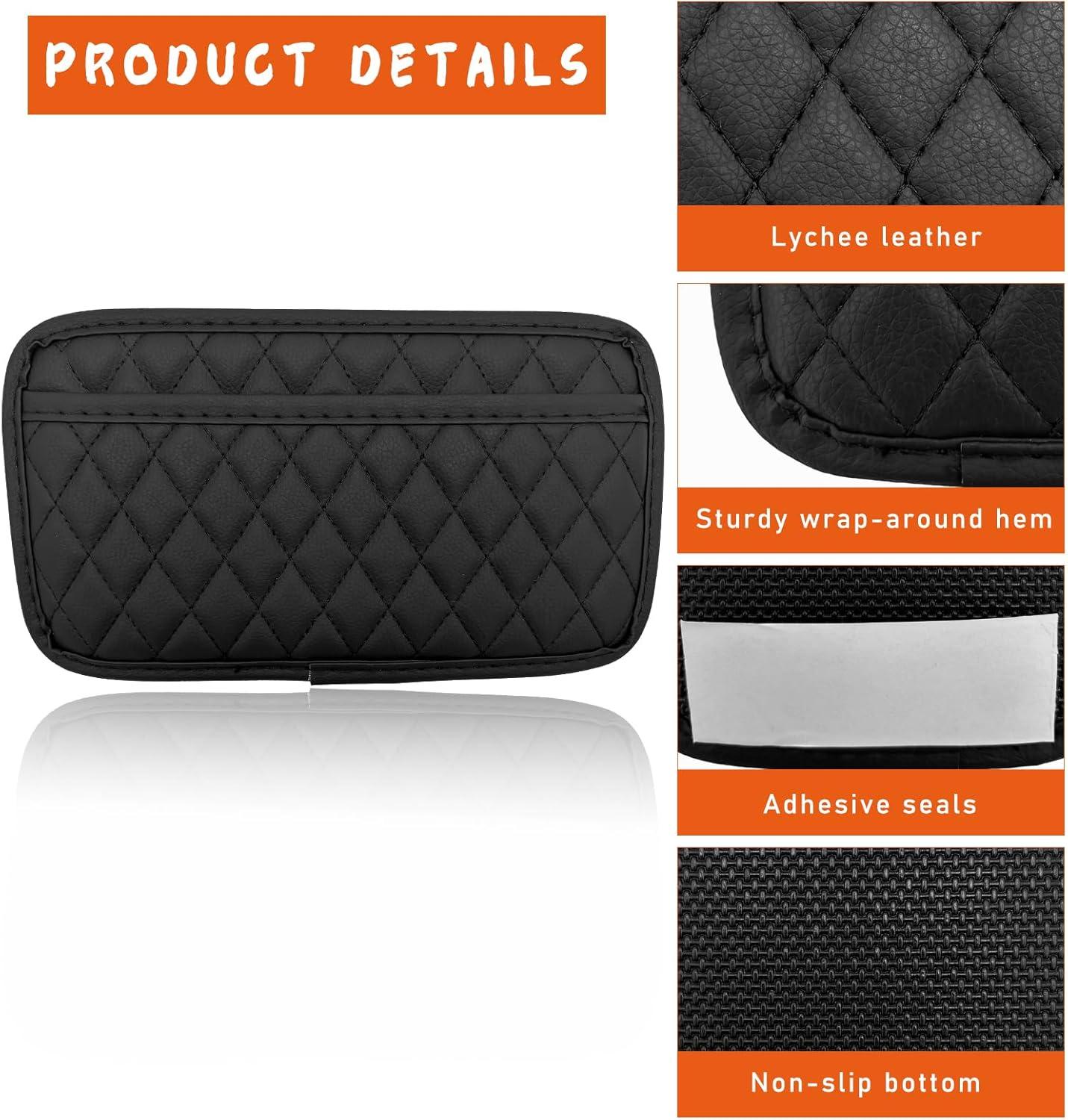 2PCS Car Side Pocket Organizer, Leather Auto Seat Storage Bag for Cell Phone Sunglasses, Waterproof Document Holder Tray Pouch for Vehicle Seat Gap Filler, Car Accessories (Large) - Medium image number 4