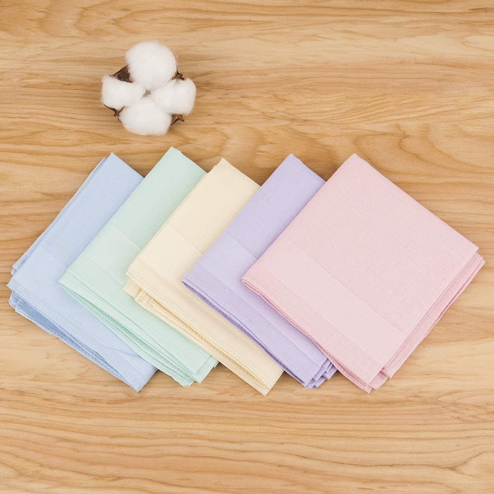 TCOTBE Ladies 100% 60S Cotton Handkerchiefs Womens Solid Candy Color Hankies for Wedding Party 16X16" image number 2