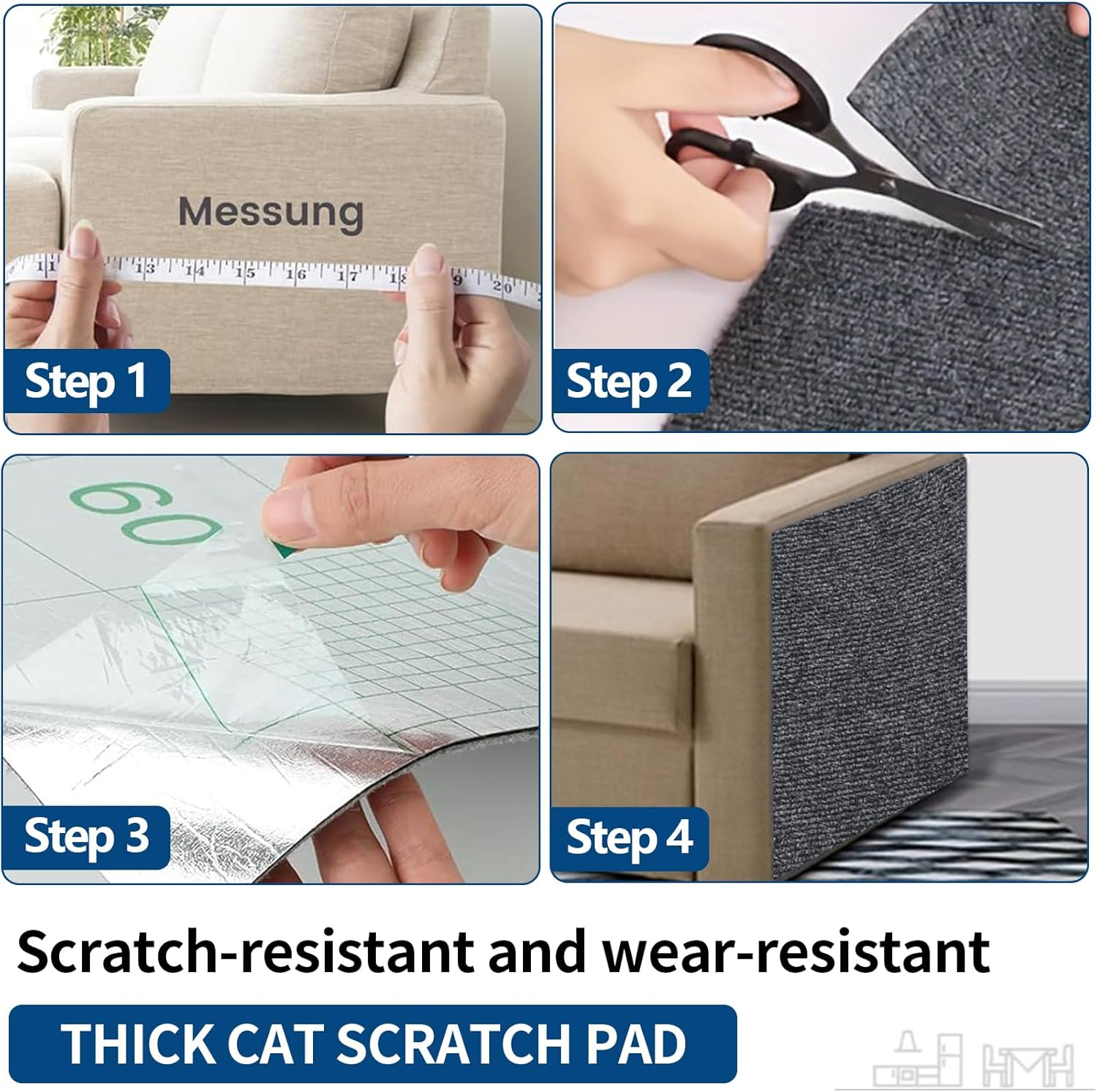 Pack of 2 Self-Adhesive Scratching Mat, 200 X 40 Cm, Scratch Protection, Sofa Scratching Mat, Trimmable Scratching Board, Wall Cat Scratching Mat, Thickened Scratching Boards, Cat Wall for Furniture image number 2