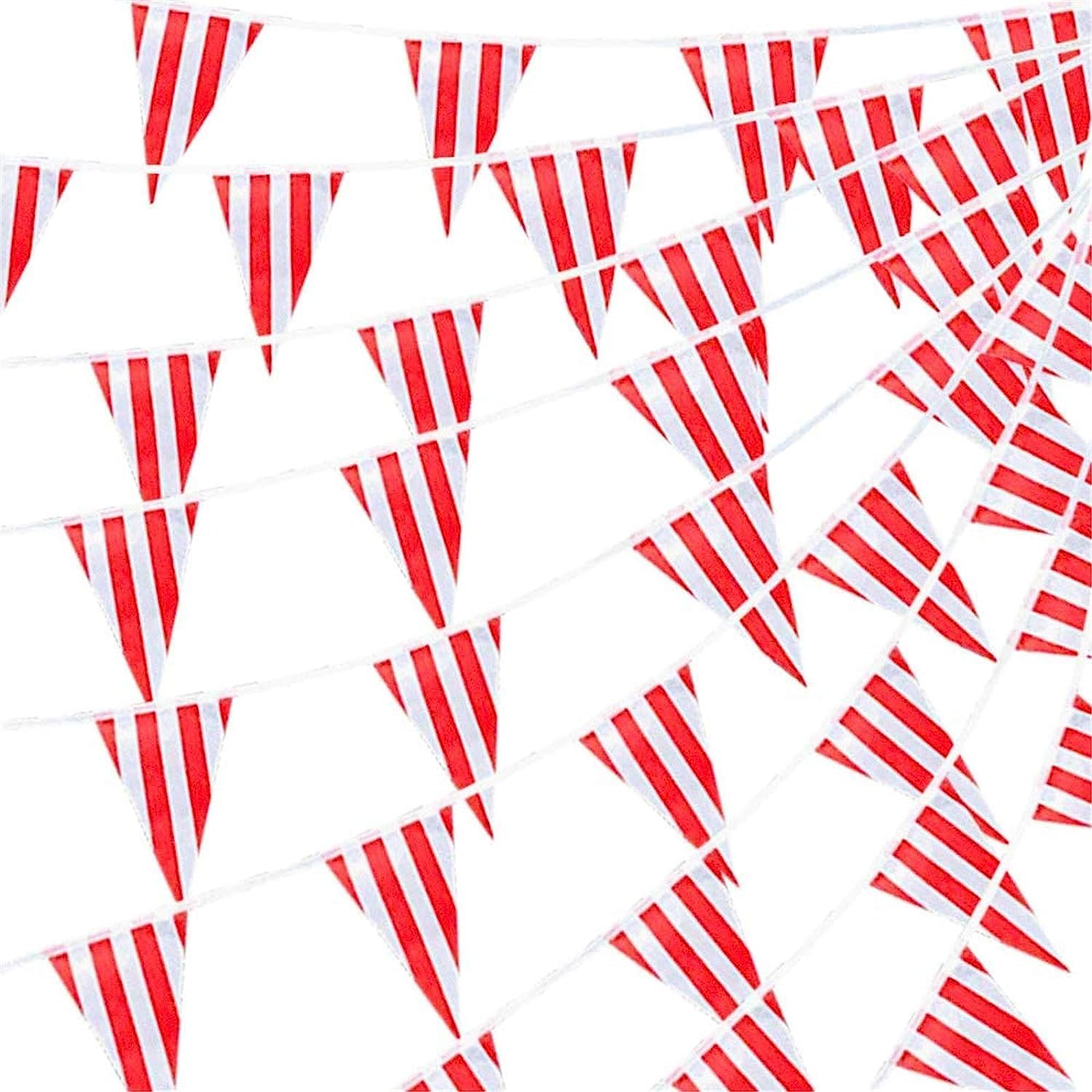 Red and White Pennant Banner Flags,33Ft 20 Pcs Circus Carnival Bunting Banner, Red and White Pennant Banner Triangle Bunting Flag,Triangle Bunting Flags,Triangular Flag Banner Flag Pennant Banner Flag image number 5