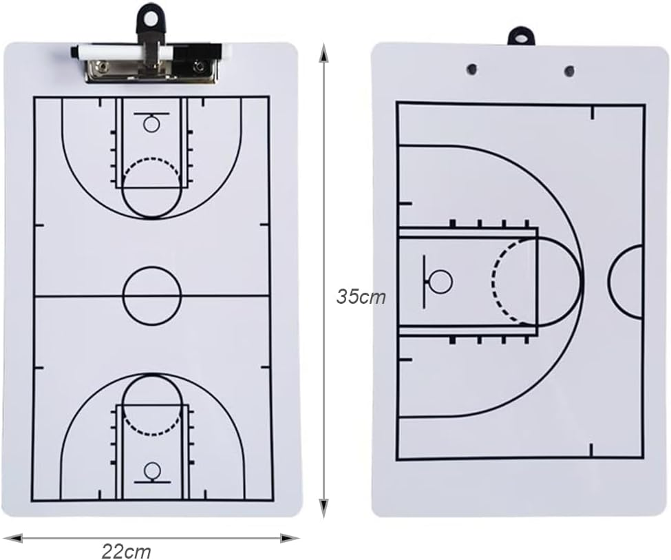 Basketball Coach Board, Clip Boards, Double-Sided Dry Erase Coaches Clipboard with Marker Pen, Coaches Marker Board (Basketball) image number 1