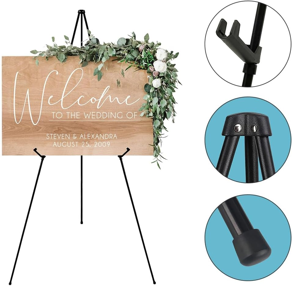 TOMVAES Art Display Easels with Adjustable Function, Portable Metal Painting Easel, Tripod Metal Display Stand for Home School Supplies Shop and Various Ceremonies 63 Inch (Black) image number 3