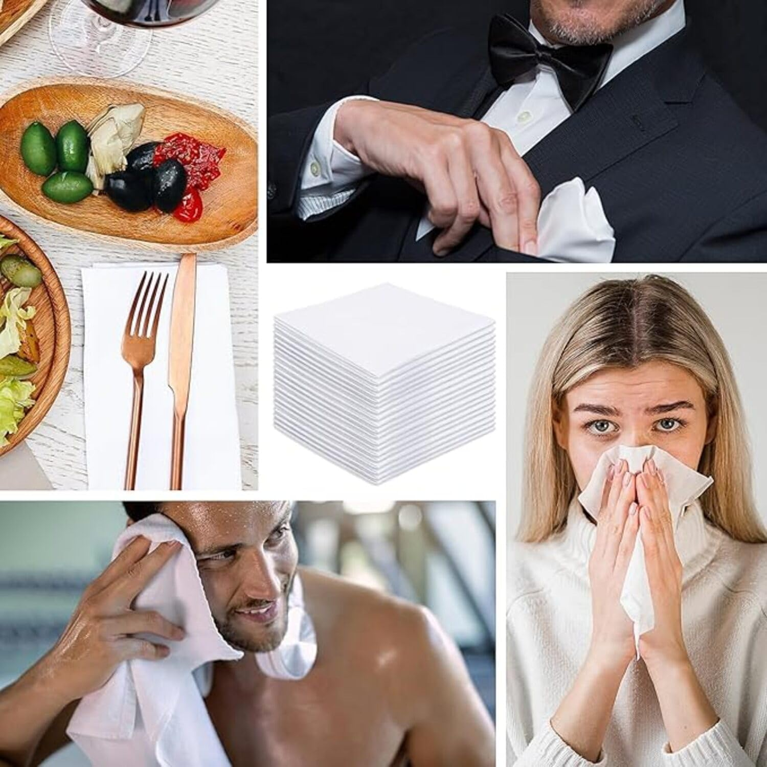 Dudu N Girlie Hemmed Stitch Men Cotton Handkerchief, 40 Cm X 40 Cm, 12-Piece, White image number 4