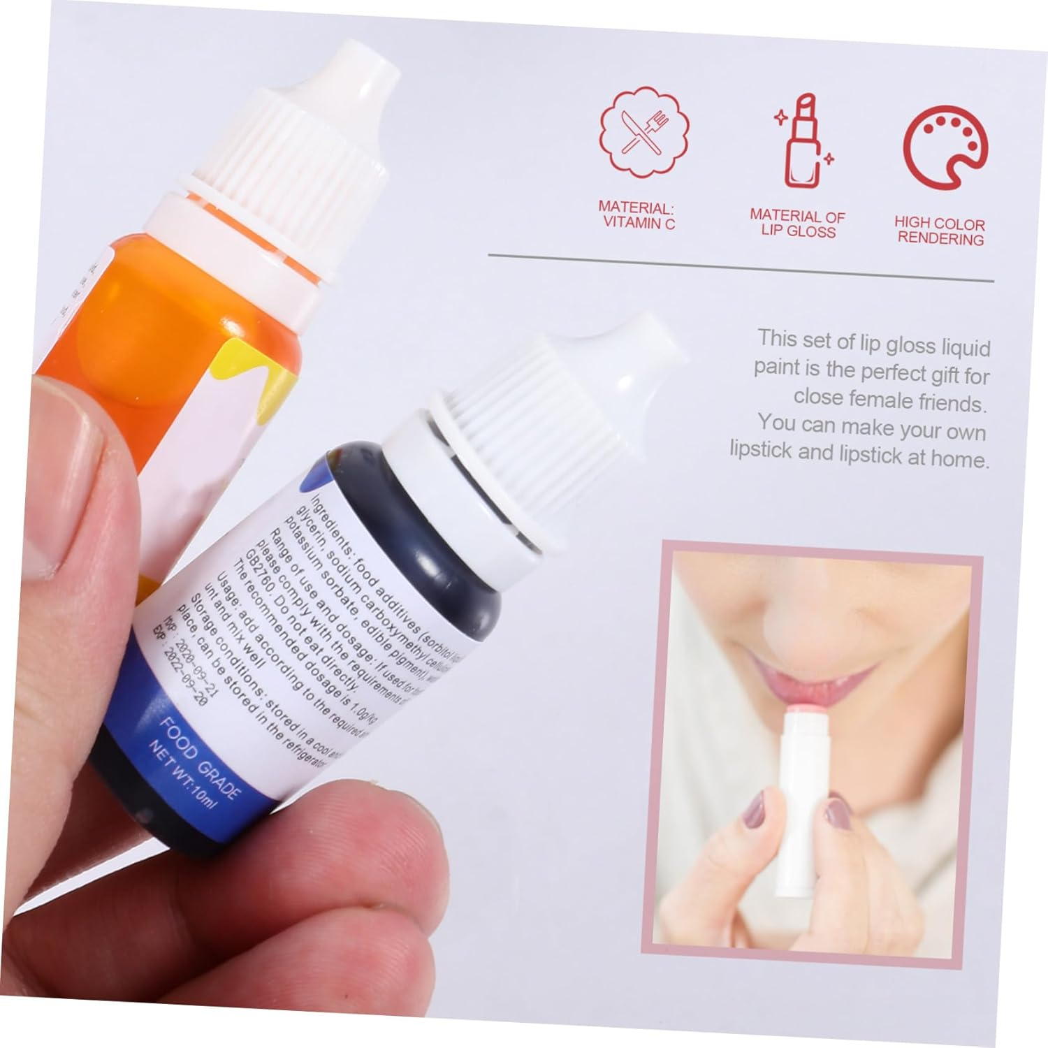 TOVINANNA 12Pcs Lipstick Pigment and Lip Gloss Liquid Set, Pure Plant-Based Cosmetic Pigments, Cool Green Tones #13-24 for Diy Lip Makeup Supplies image number 2