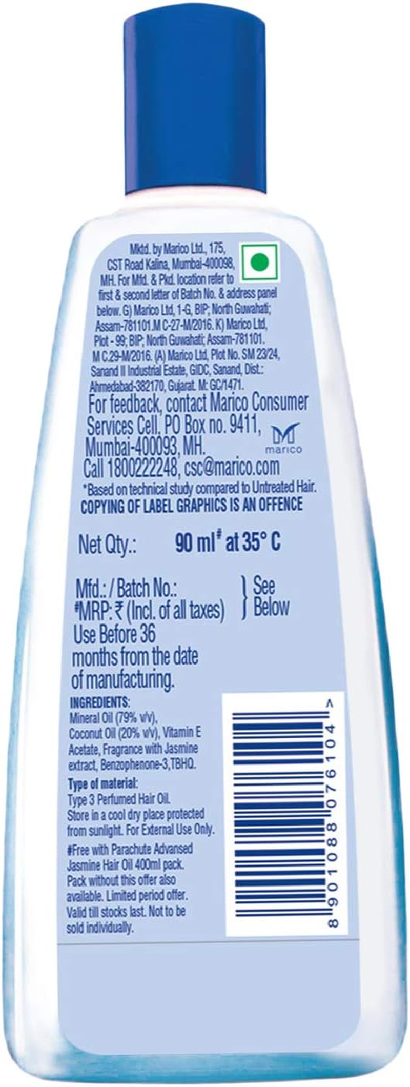 Parachute Advansed Jasmine Coconut Hair Oil, Healthy Shine, Nourishing and Non-Sticky Hair Oil, 90 Ml image number 3