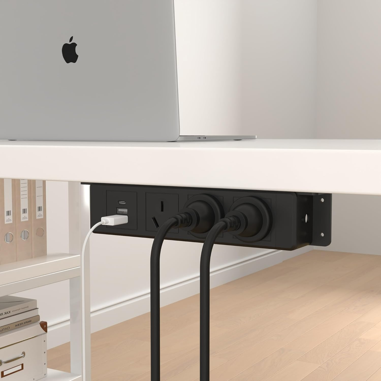 Wall Mount Power Strip with 3 AU Outlets, USB & USB-C Charging Ports, under Desk Power Strip Mountable Power Board with 1.8M Cord, Overload Protection, under Desk or Kitchen Cabinet Installation image number 6