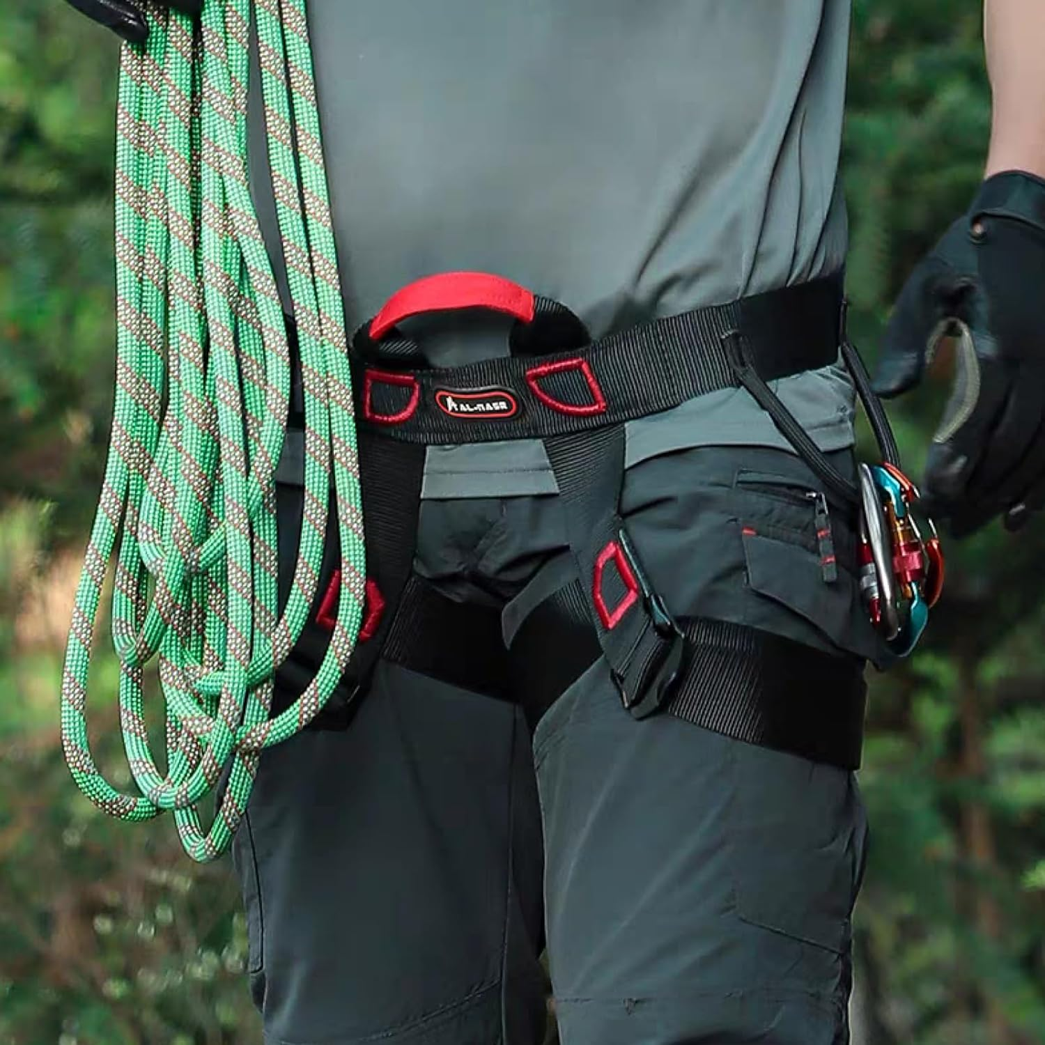TRIWONDER Climbing Harnesses Protect Waist Safety Harness Wider Half Body Harness for Tree Climbing Expanding Training Rappelling Mountaineering - 03 Black image number 6