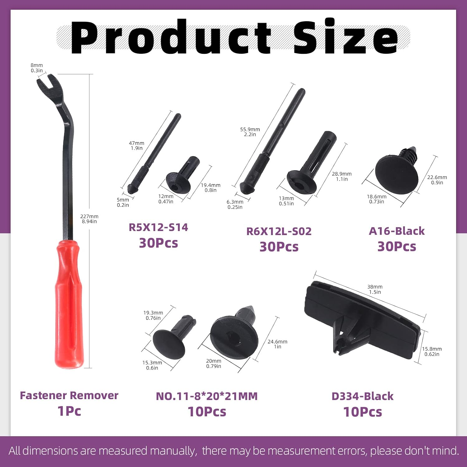 Swpeet 111Pcs 5 in 1 Fastener Bumper Retainer Clips Car Clips with Fastener Remover Kit, Plastic Rivets Grille Fender Flare Hardware Compatible with 2007-2022 Jeep Wrangler & 2005-2010 Grand Cherokee image number 6