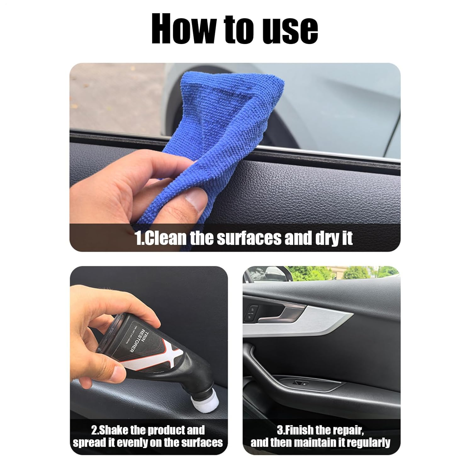 Black Trim Restorer - Car Interior Cleaner - 75ML Anti-Uv Automotive Interior Cleaner for Coating Stain Removal Leather Care Vehicle Armrest Seat image number 5